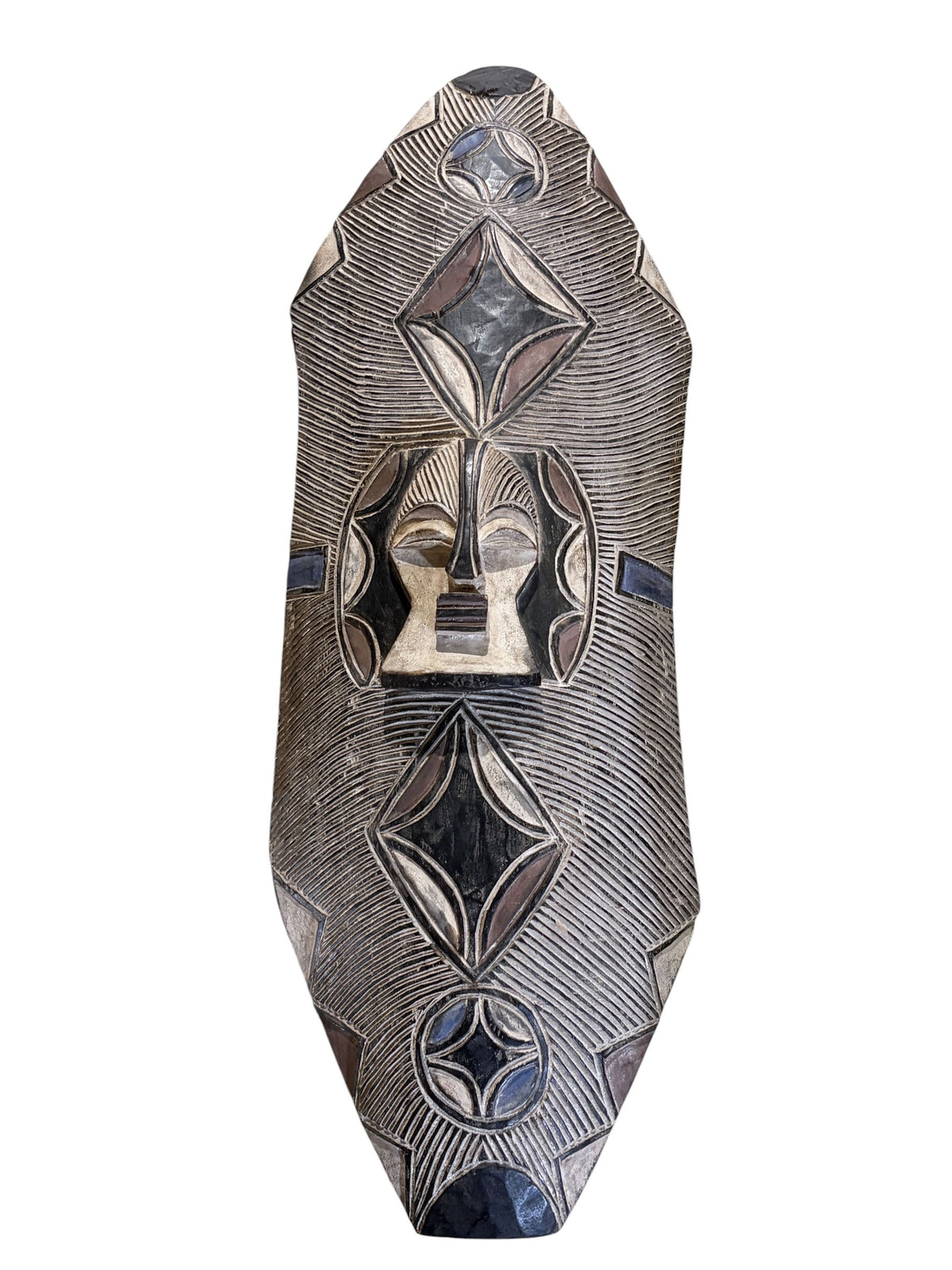 #1235 Large Vintage  African Bamileke Tribe Shield Cameroon 43" H