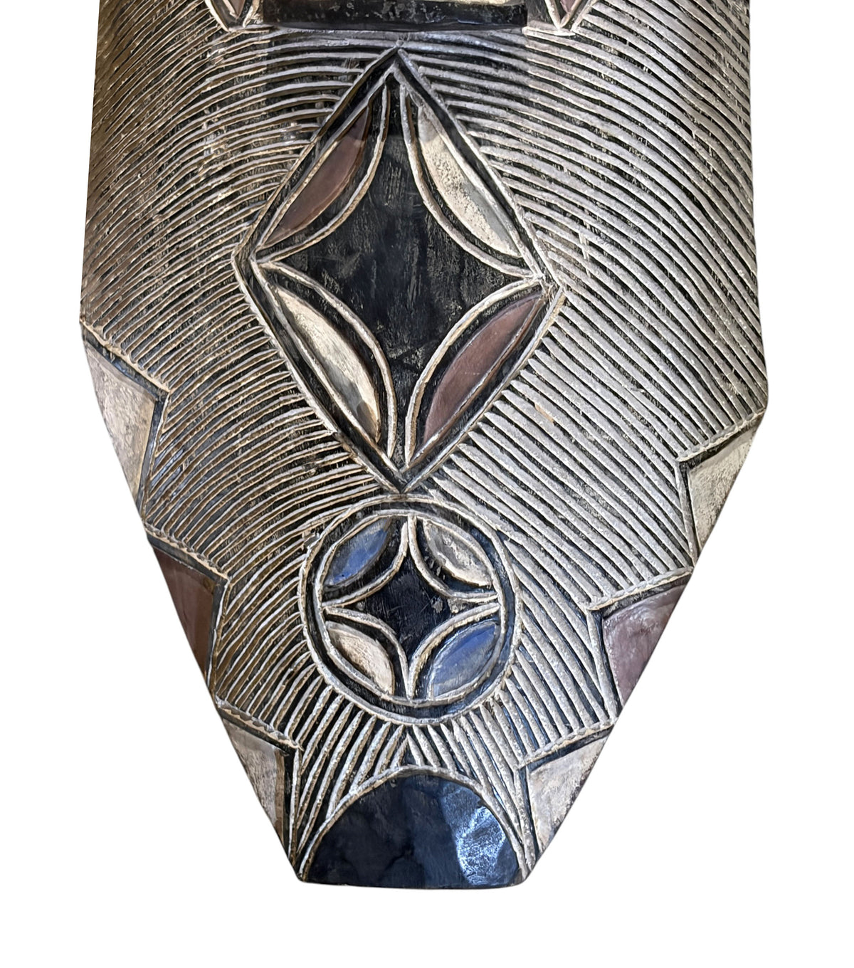 #1235 Large Vintage  African Bamileke Tribe Shield Cameroon 43" H