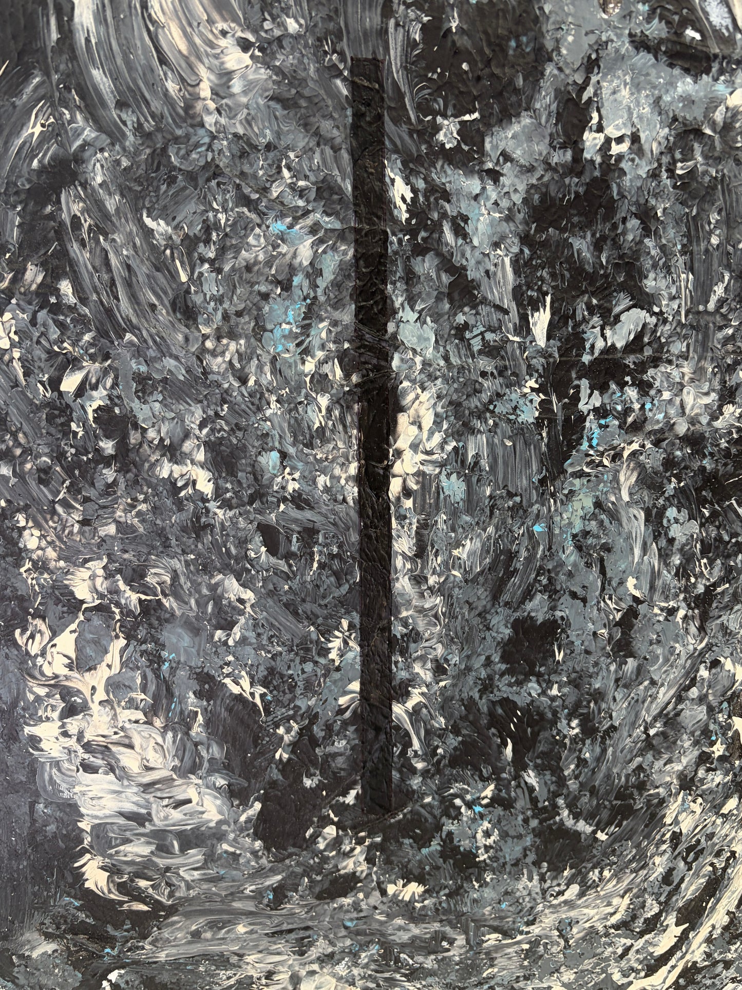 #110 Acrylic Abstract  on Masonite titled "Porte des étoiles" Stargate 24" H by YJR