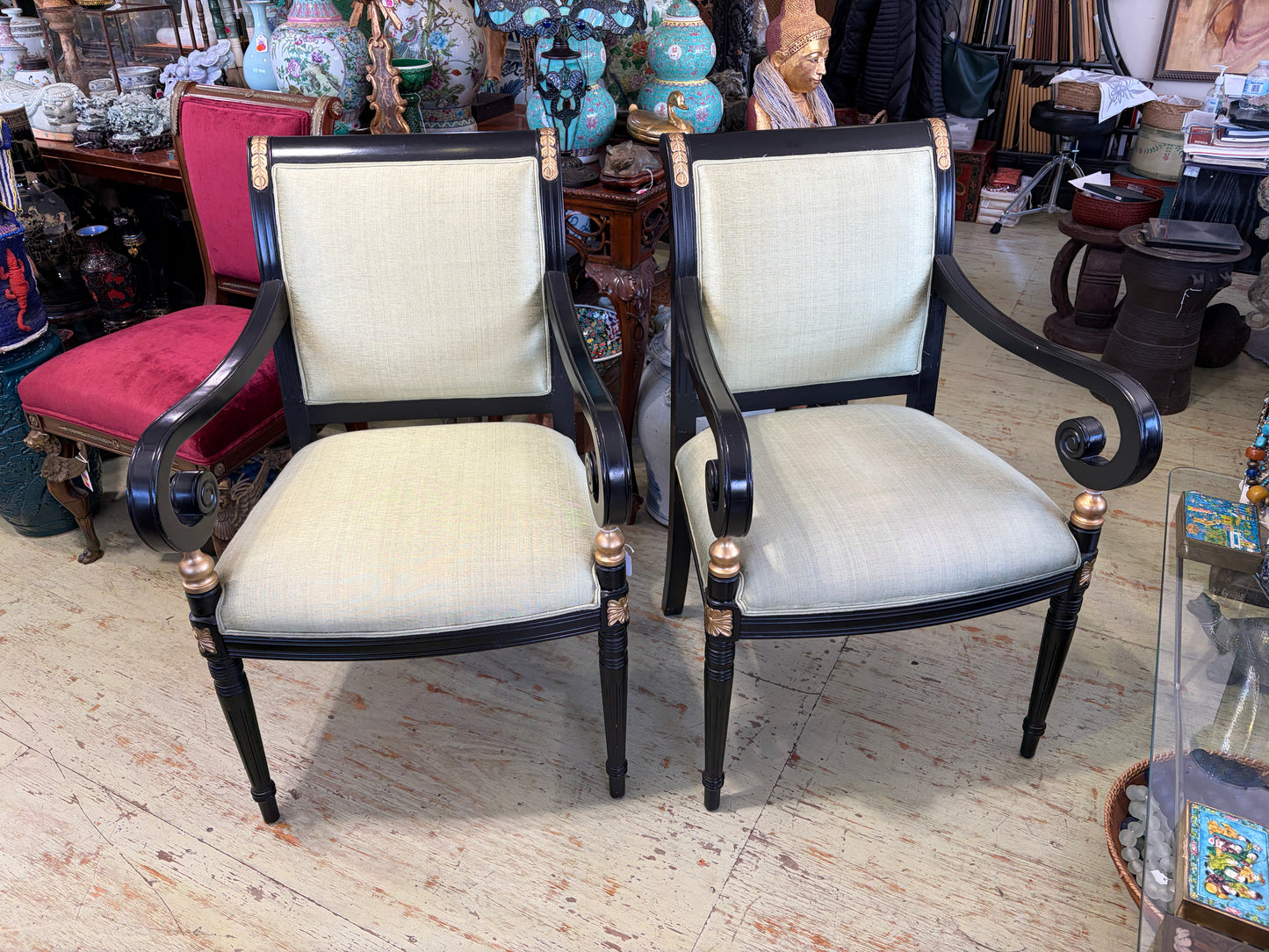 #5803 Exquisite Mid Century French style armchair 21"H