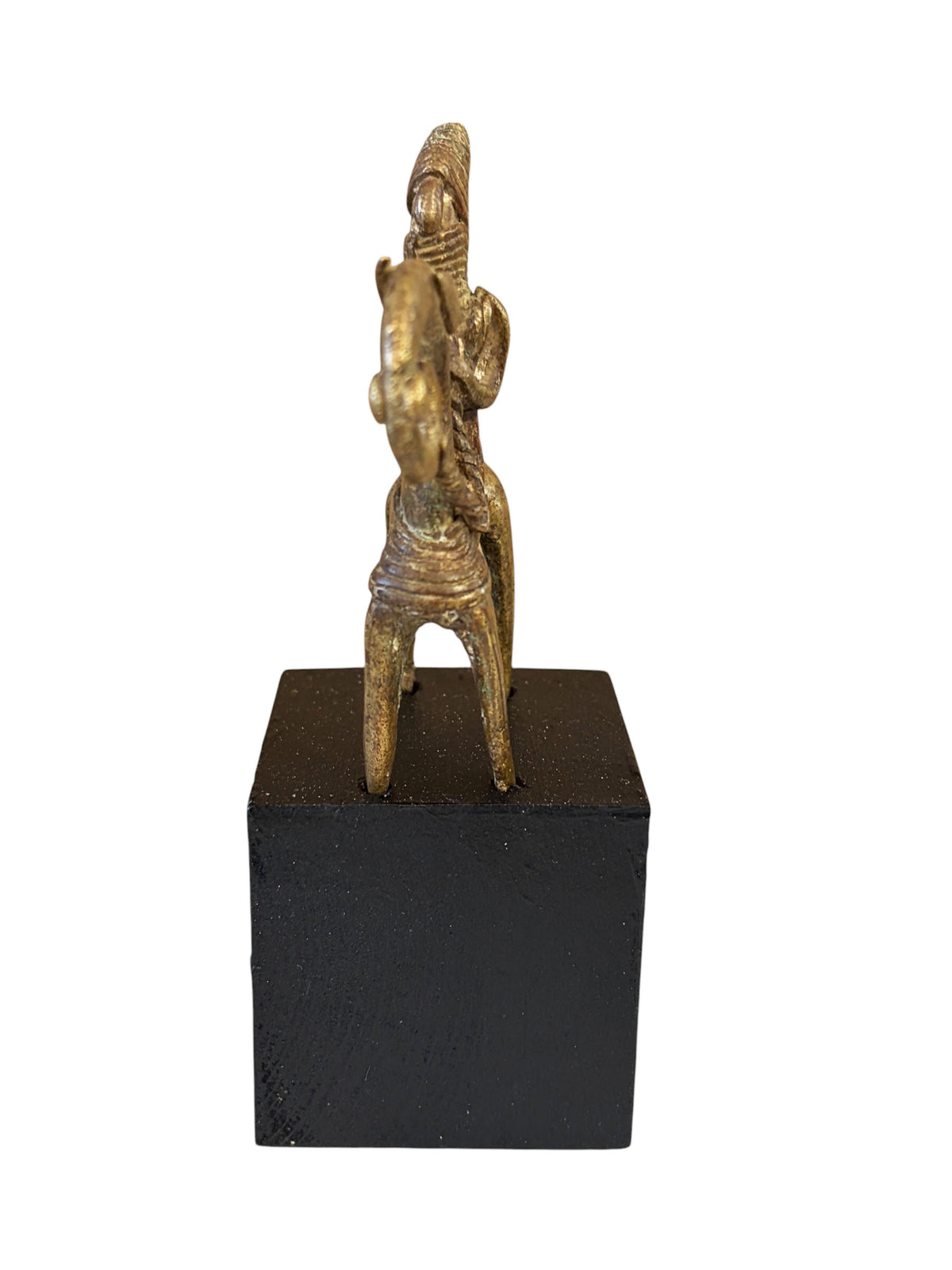 #4157  Vintage African Dogon Bronze Horseman Gold Weight Mali 5.25" H On Stand