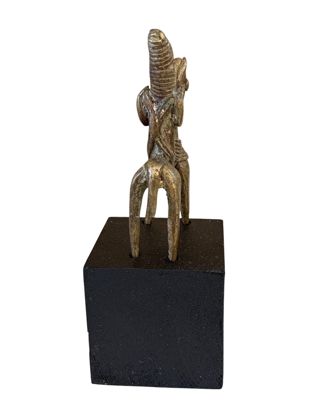 #4157  Vintage African Dogon Bronze Horseman Gold Weight Mali 5.25" H On Stand