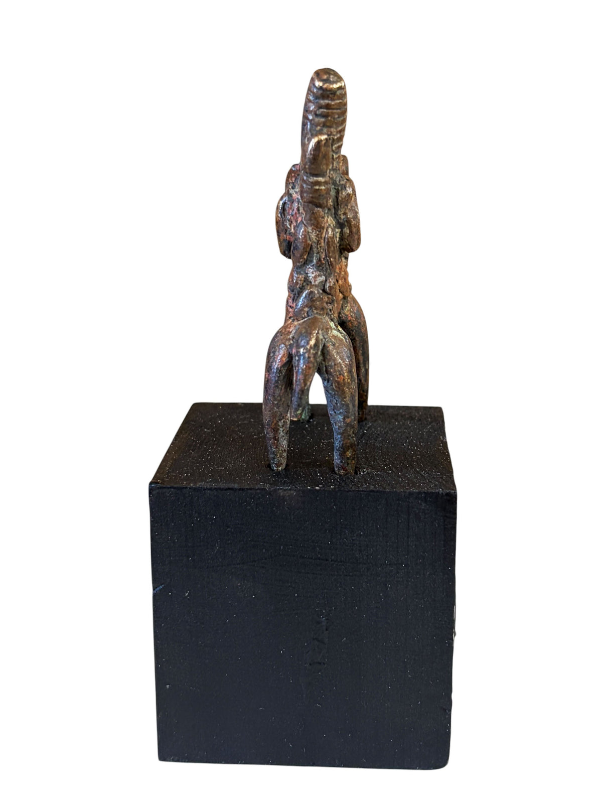 #5347 Vintage  African Dogon Bronze Horseman Gold Weight Mali 4.75" H On Stand