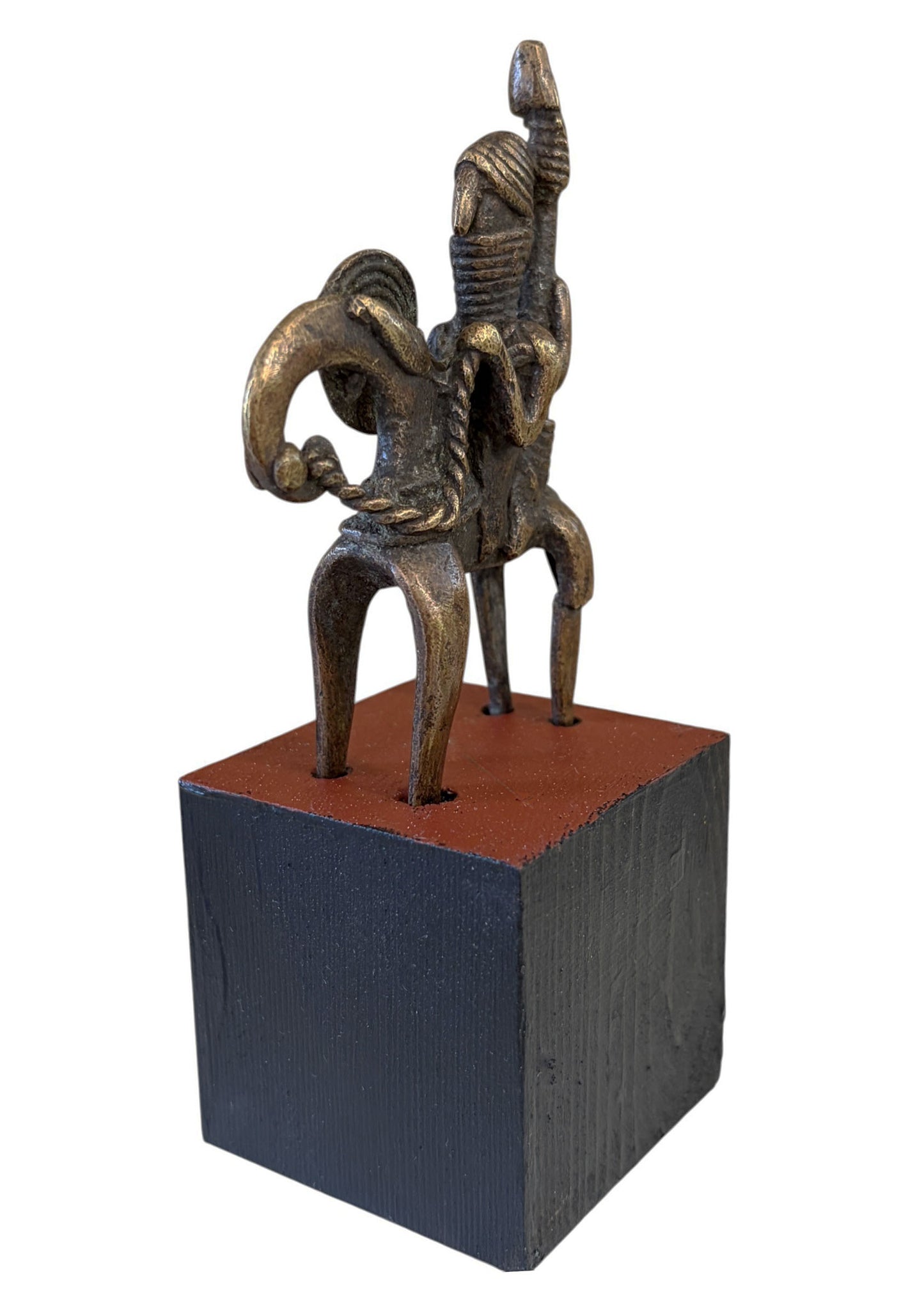 #990 Vintage  African Dogon Bronze Horseman Cast Handmade Mali  5.5" H