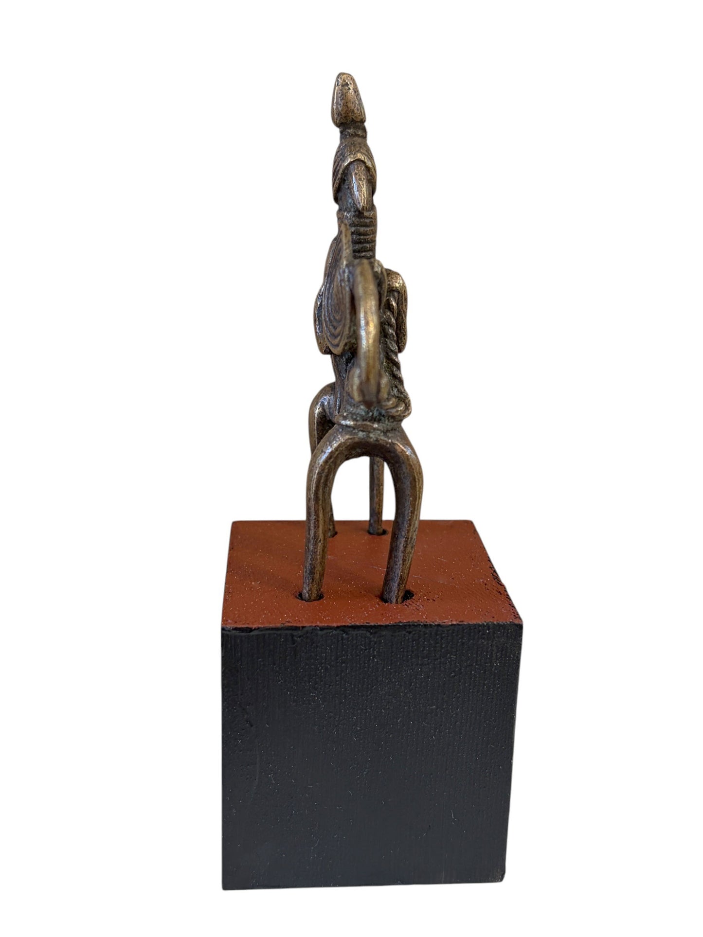 #990 Vintage  African Dogon Bronze Horseman Cast Handmade Mali  5.5" H
