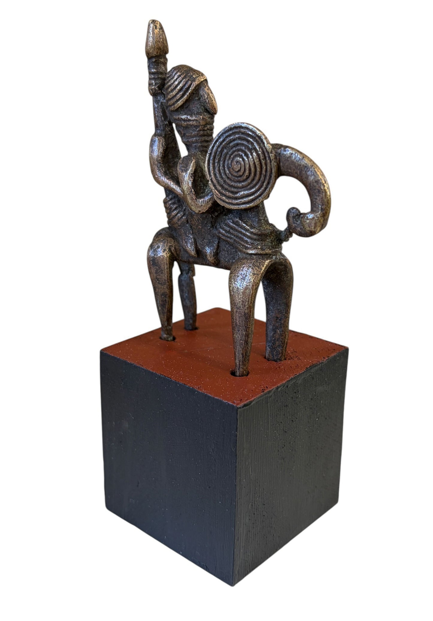 #990 Vintage  African Dogon Bronze Horseman Cast Handmade Mali  5.5" H