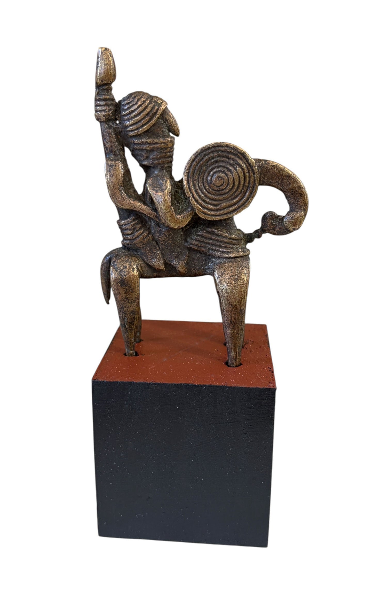 #990 Vintage  African Dogon Bronze Horseman Cast Handmade Mali  5.5" H