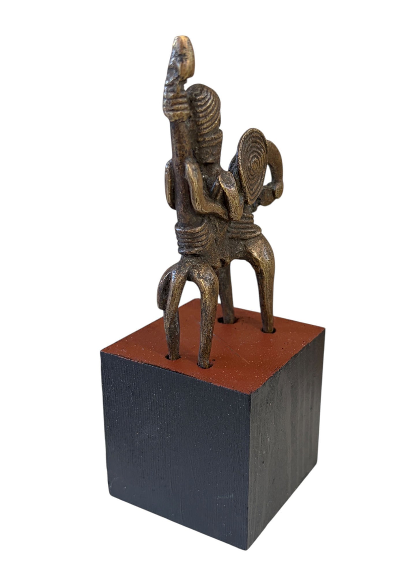 #990 Vintage  African Dogon Bronze Horseman Cast Handmade Mali  5.5" H