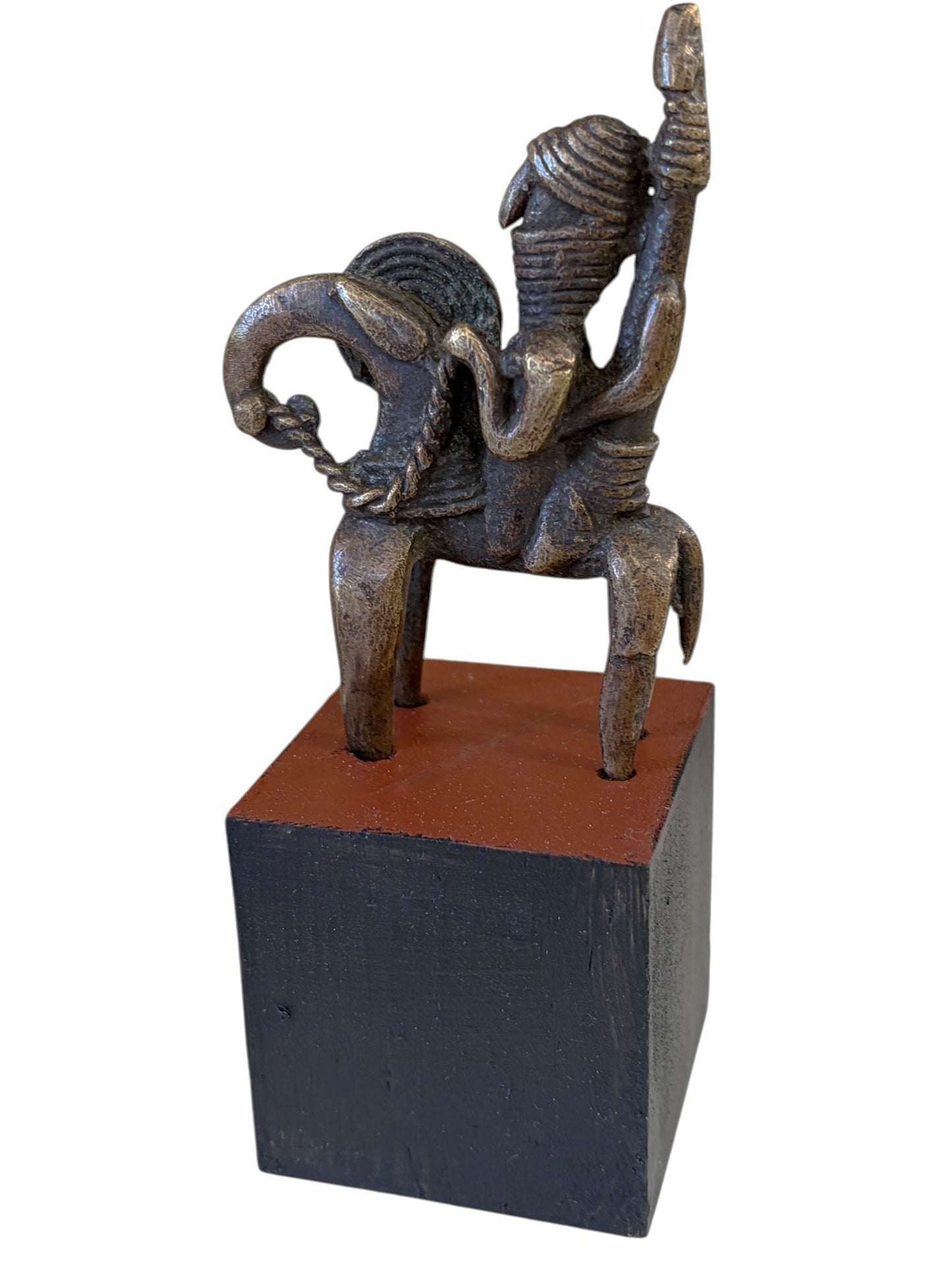 #990 Vintage  African Dogon Bronze Horseman Cast Handmade Mali  5.5" H