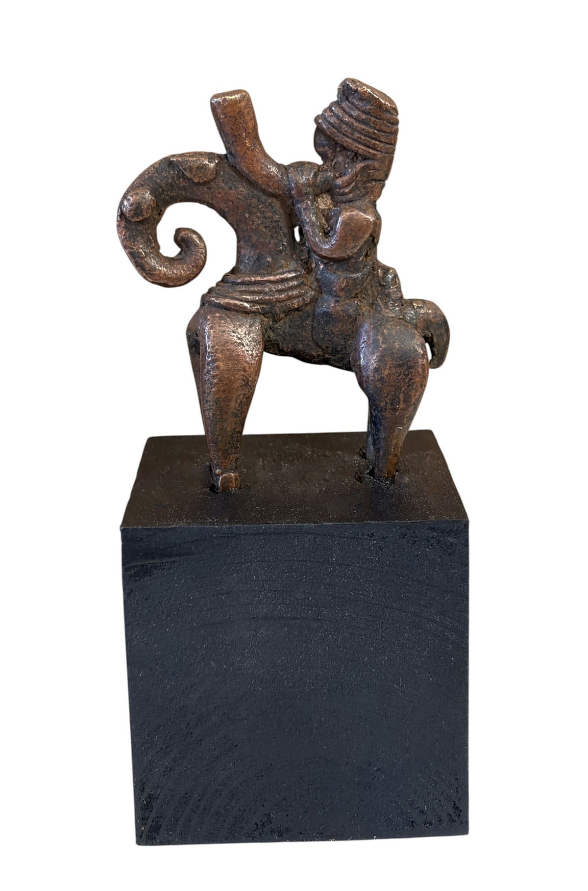 #4159 Vintage African Dogon Bronze Horseman Gold Weight Mali