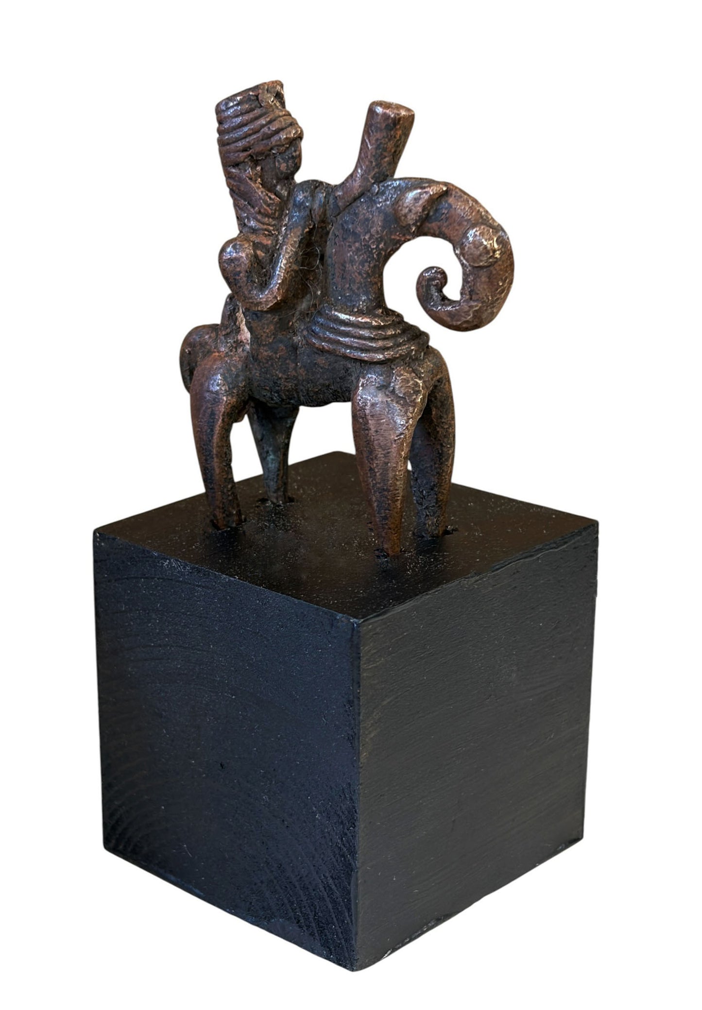 #4159 Vintage African Dogon Bronze Horseman Gold Weight Mali