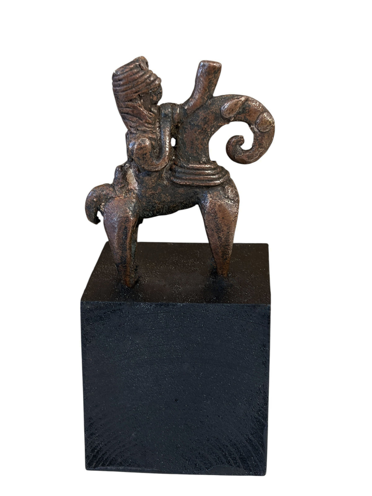 #4159 Vintage African Dogon Bronze Horseman Gold Weight Mali