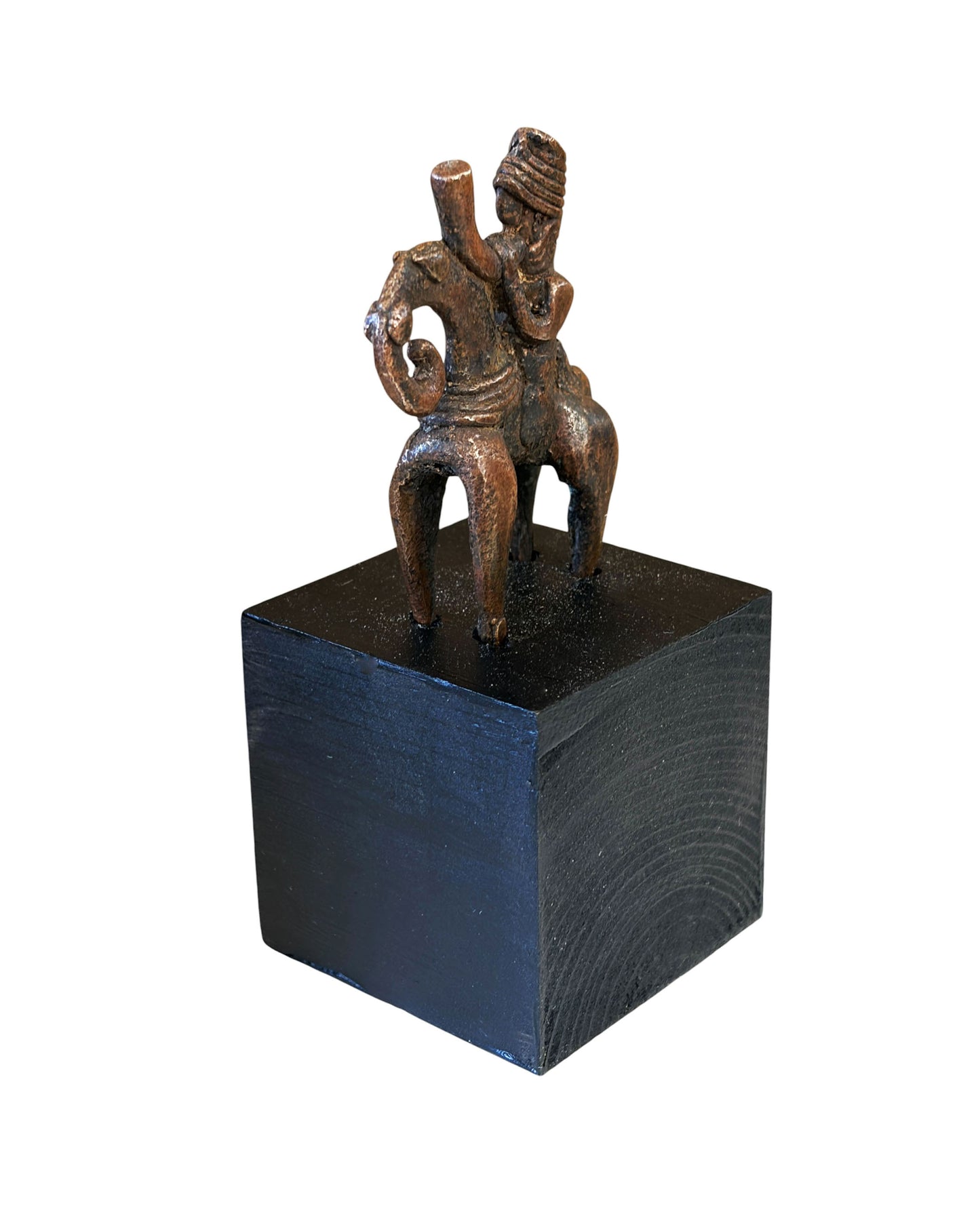 #4159 Vintage African Dogon Bronze Horseman Gold Weight Mali