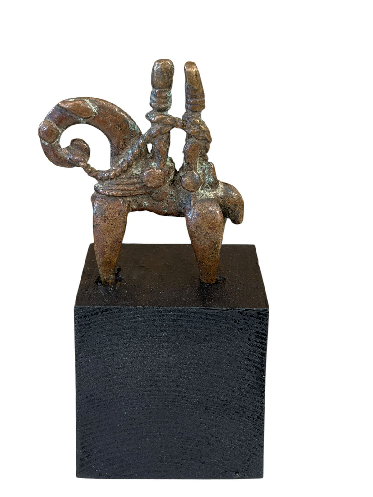 #955  Superb vintage African Dogon Bronze Horseman Cast Handmade Mali 4.5" H