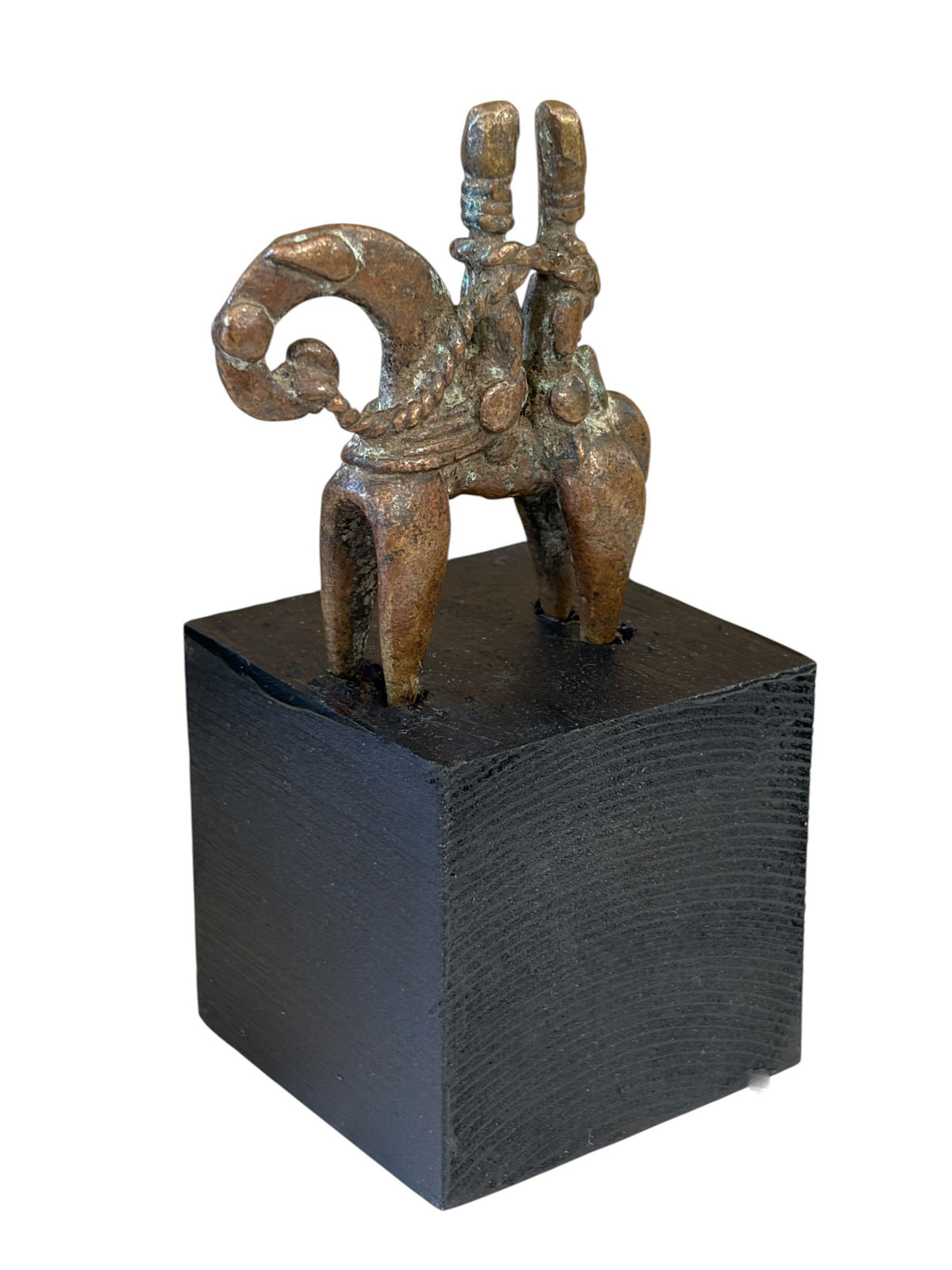 #955  Superb vintage African Dogon Bronze Horseman Cast Handmade Mali 4.5" H
