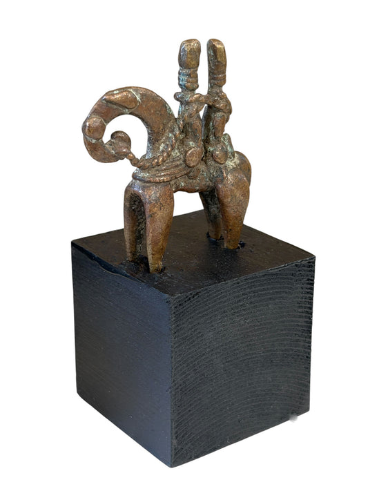 #955  Superb vintage African Dogon Bronze Horseman Cast Handmade Mali 4.5" H