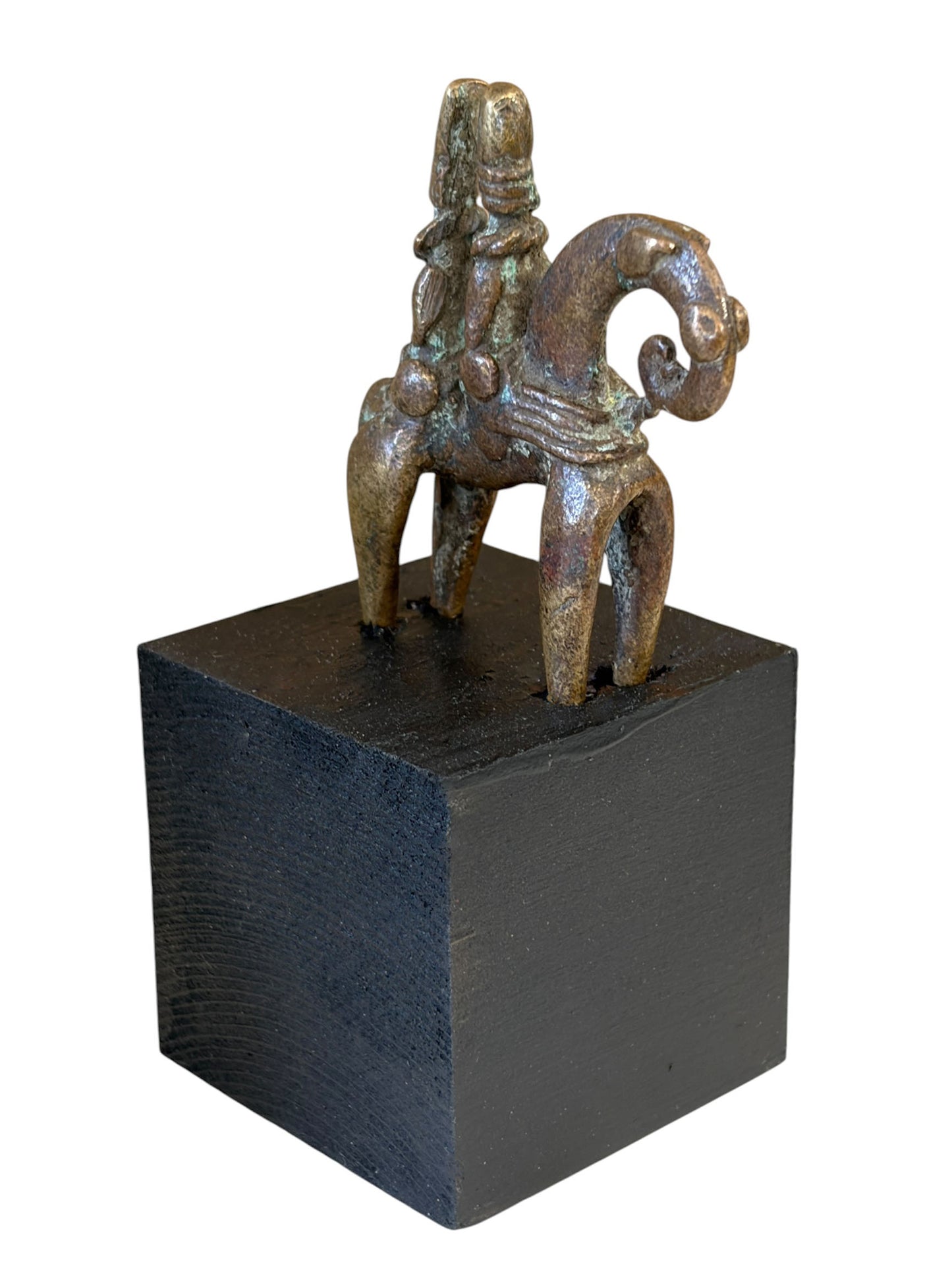 #955  Superb vintage African Dogon Bronze Horseman Cast Handmade Mali 4.5" H