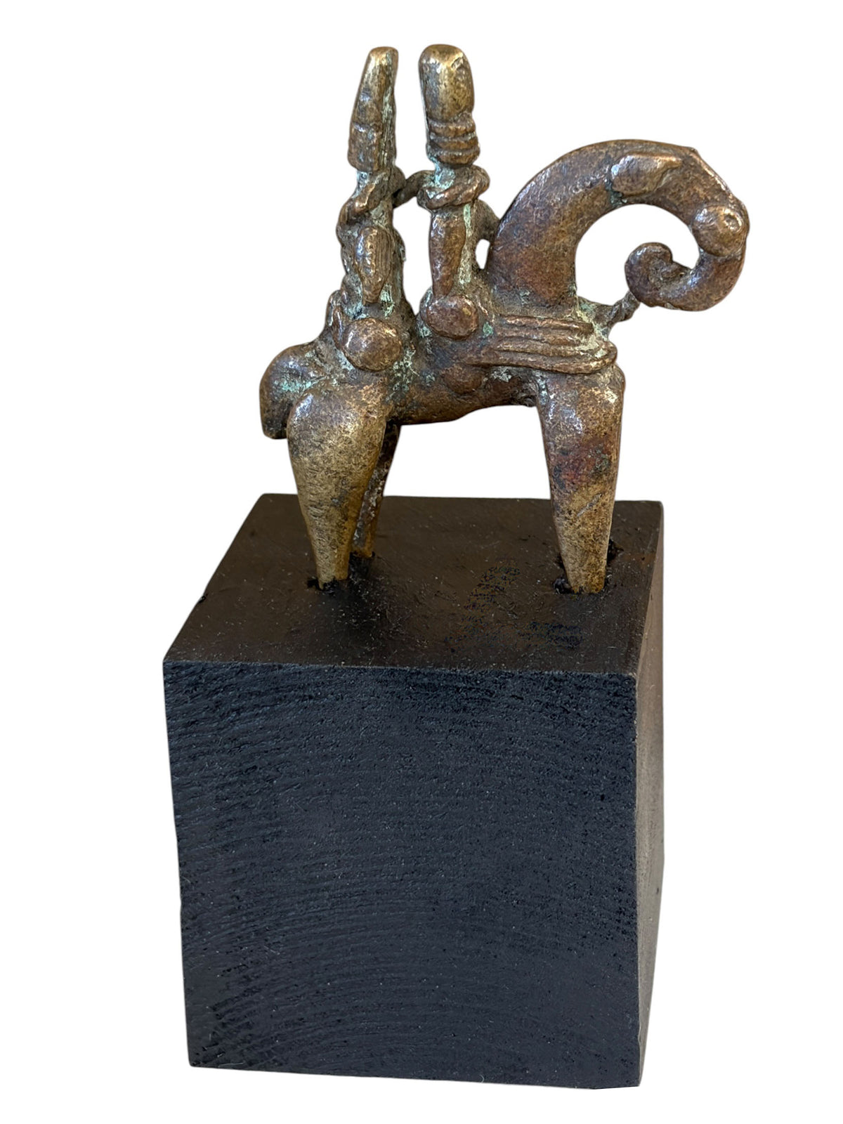 #955  Superb vintage African Dogon Bronze Horseman Cast Handmade Mali 4.5" H