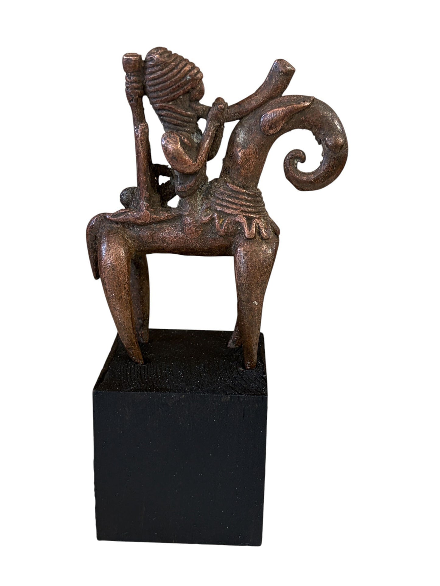 #991 Superb African Dogon Bronze Horseman Cast Handmade Mali 5.75"H
