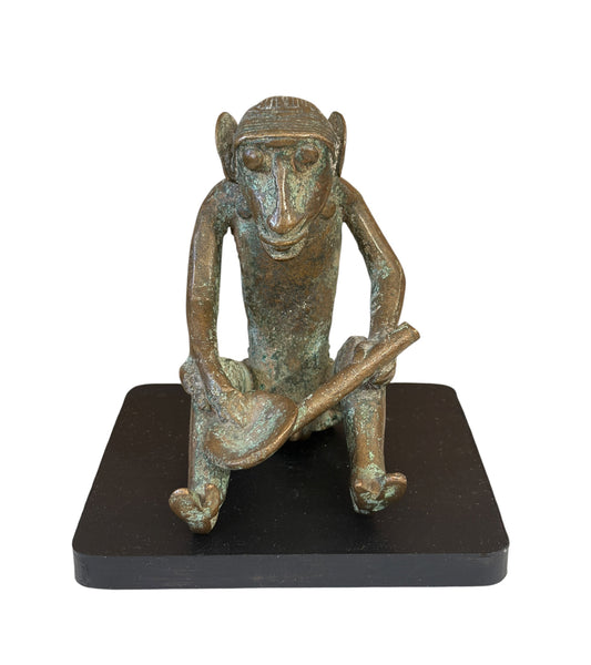 #711 Vintage African Ashanti Akan Bronze Sculpture  Of a MONKEY I Coast  4"H W/Stand
