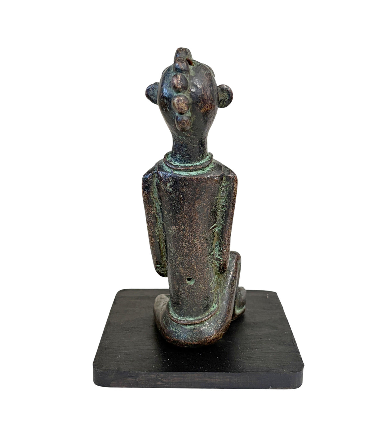 #774 Vintage Benin Bronze of a Seated female Nigeria African 6.25" H W/Stand