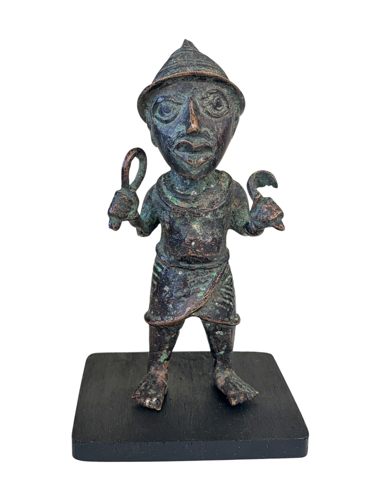 #5069 Vintage Benin Bronze Oba King Soldier Nigeria African 6.75 " H