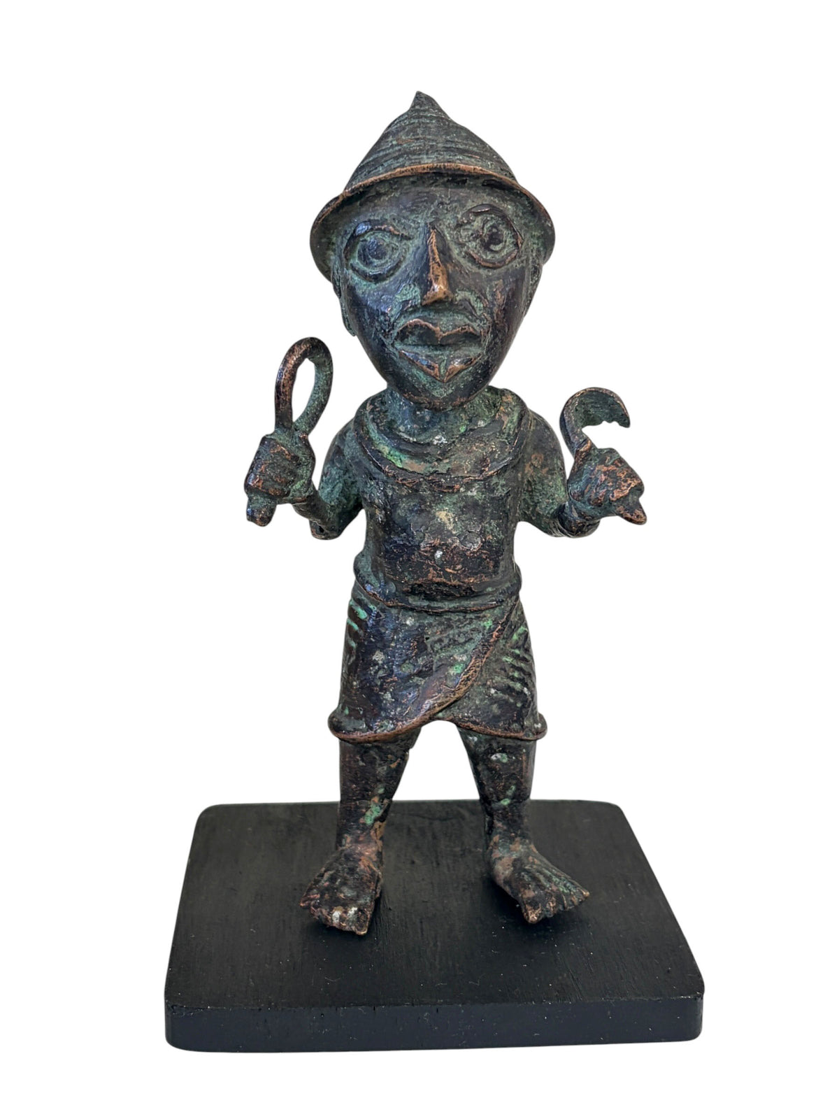 #5069 Vintage Benin Bronze Oba King Soldier Nigeria African 6.75 " H