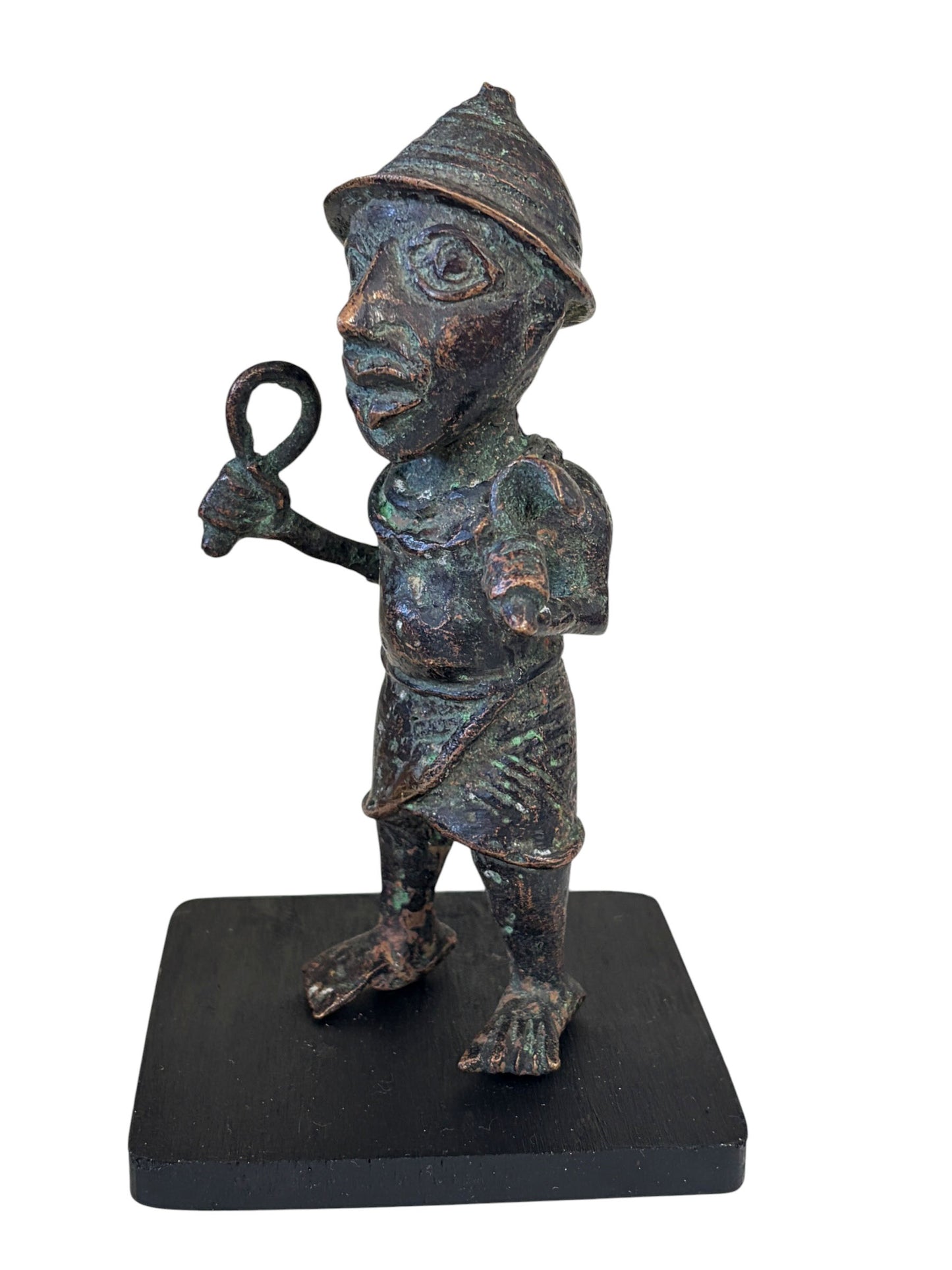 #5069 Vintage Benin Bronze Oba King Soldier Nigeria African 6.75 " H