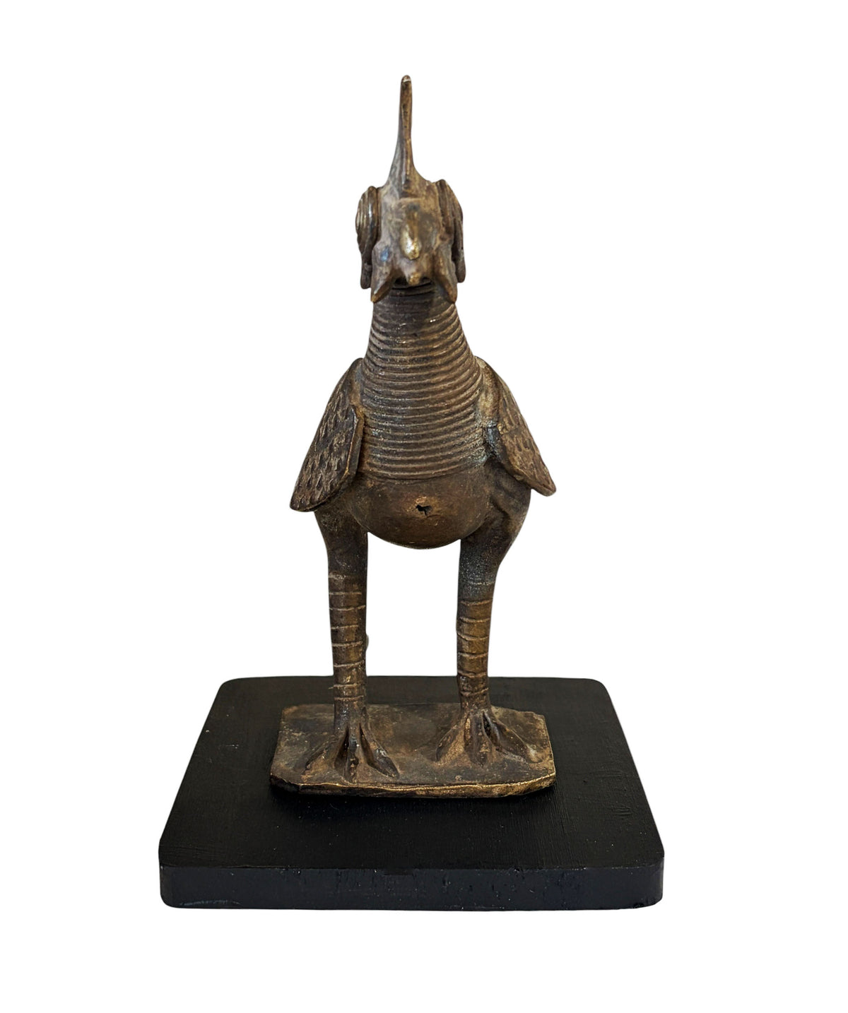 #499 Vintage African Ashanti/Akan Bronze  Sculpture  Of a Bird/ Rooster I Coast 6.25" H W/stand