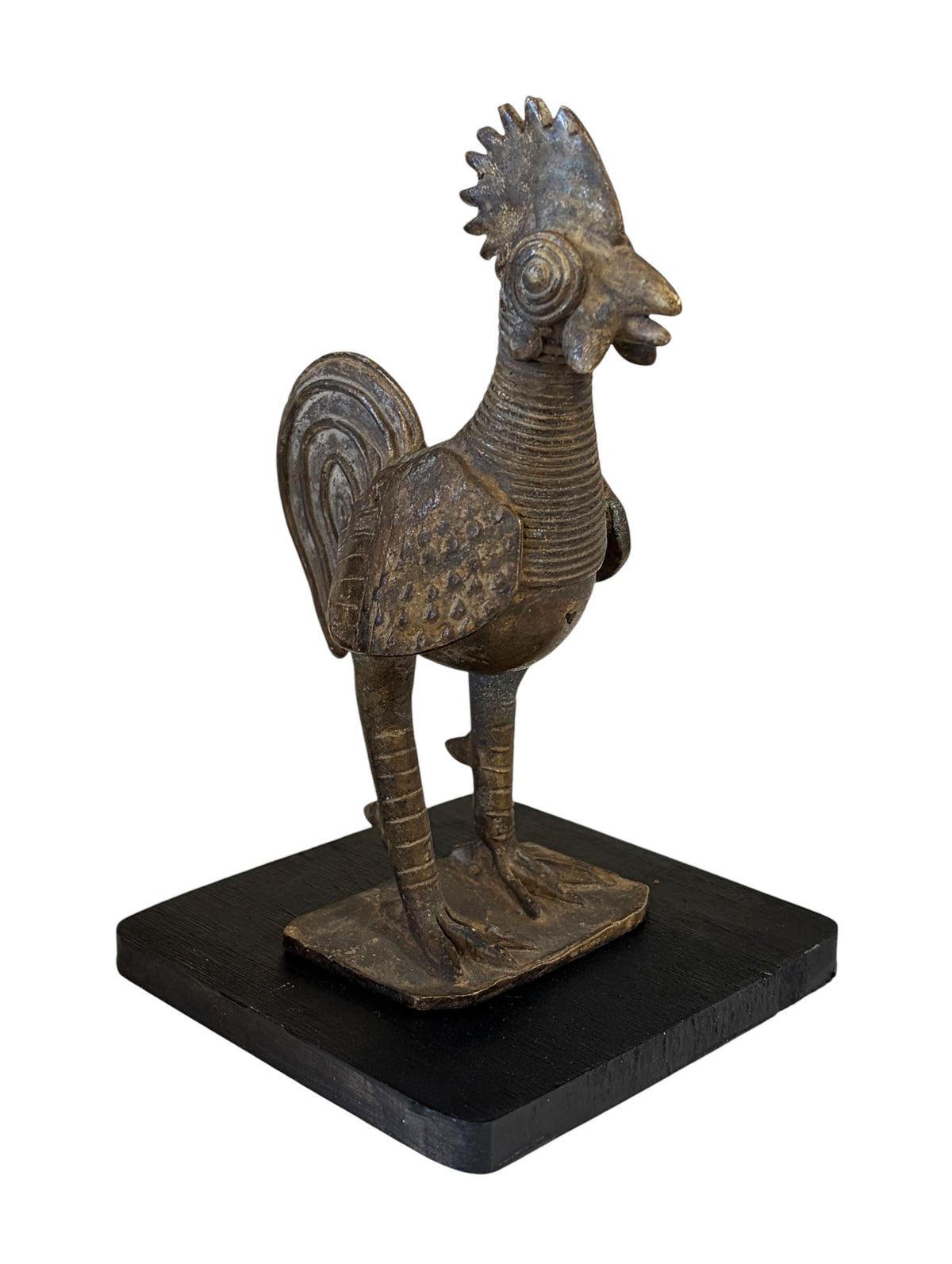 #499 Vintage African Ashanti/Akan Bronze  Sculpture  Of a Bird/ Rooster I Coast 6.25" H W/stand