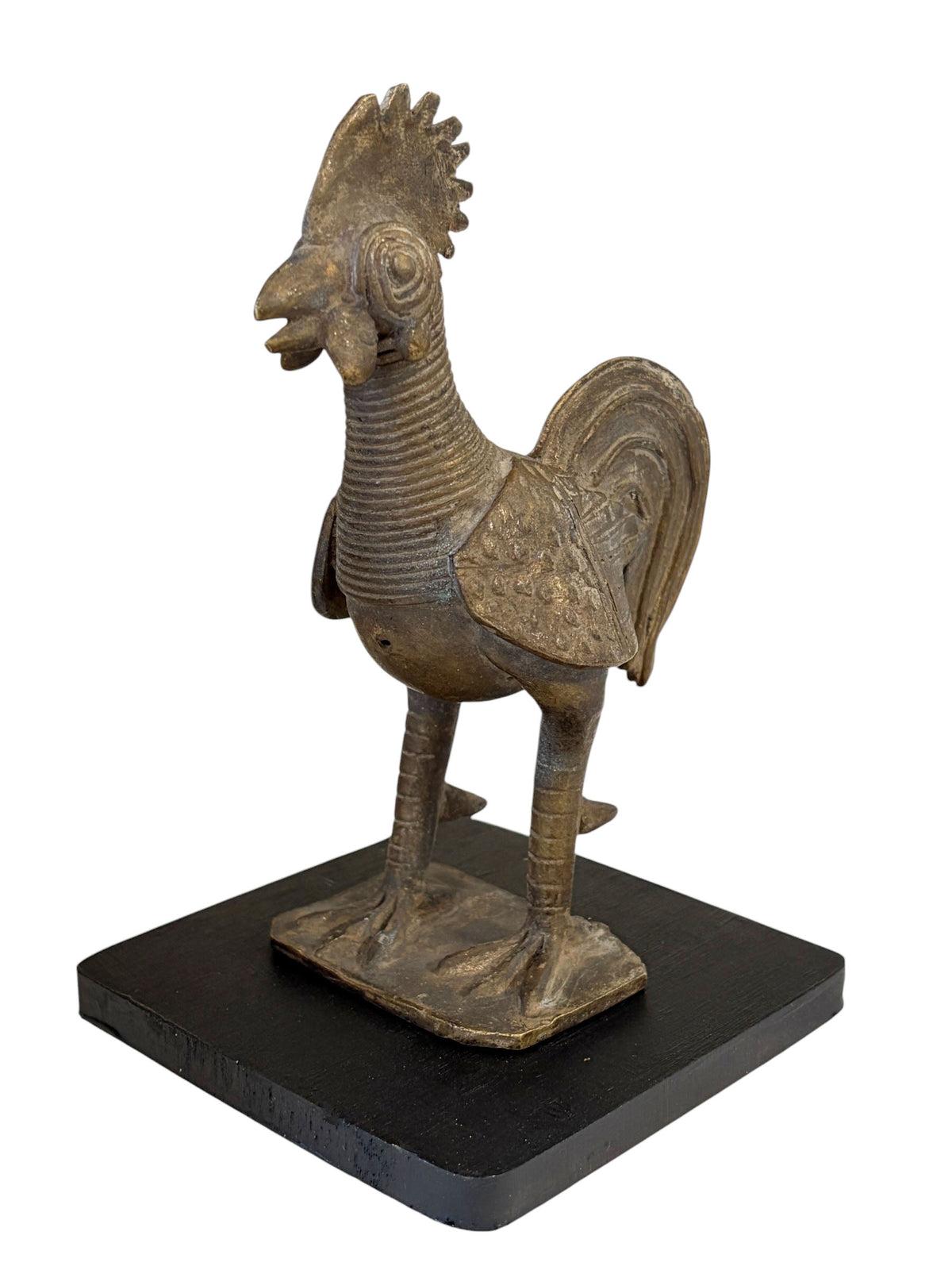 #499 Vintage African Ashanti/Akan Bronze  Sculpture  Of a Bird/ Rooster I Coast 6.25" H W/stand