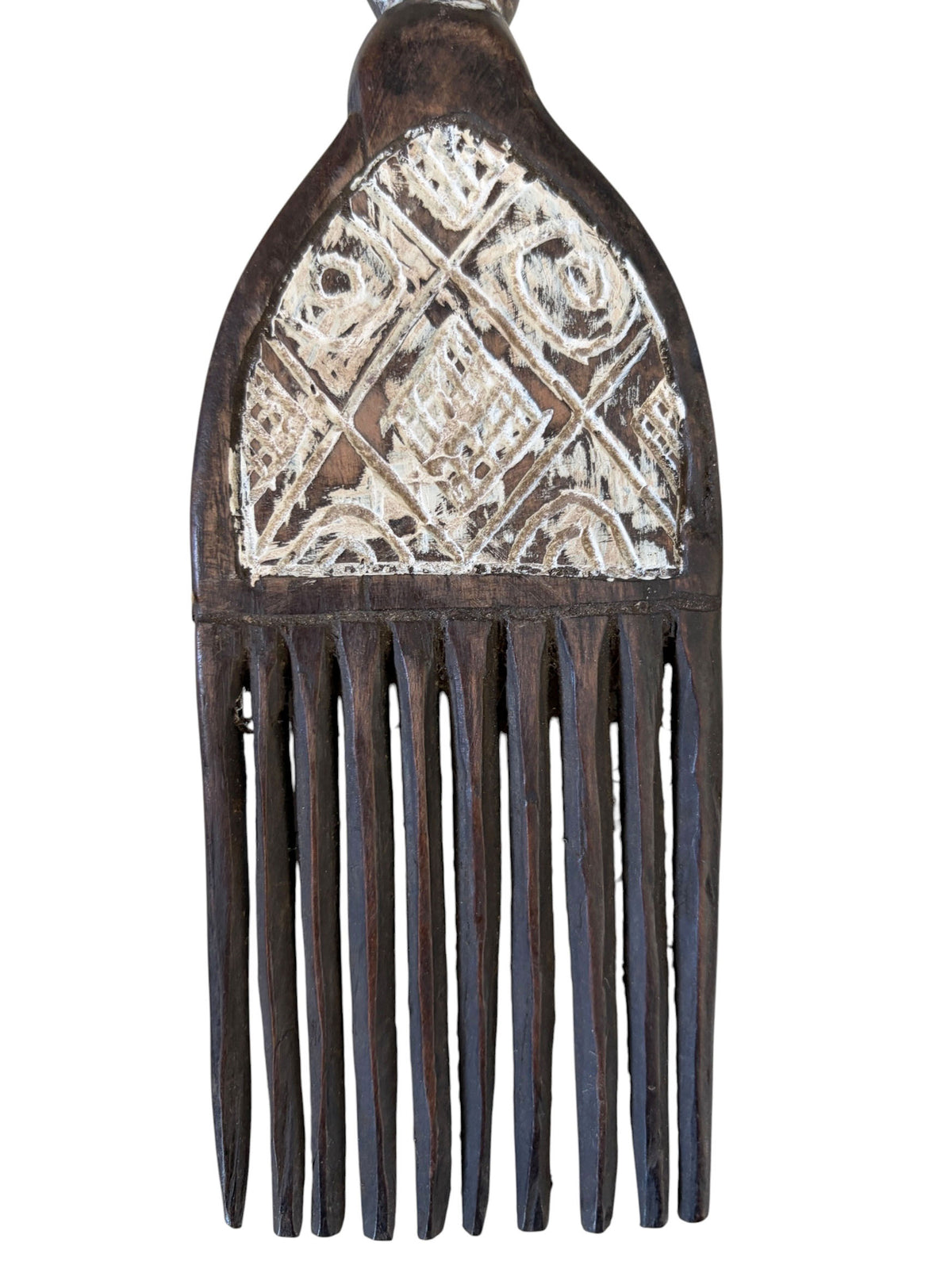 #1251 Vintage Hemba Wedding Comb w/ Seating Figure Congo 9.5" H