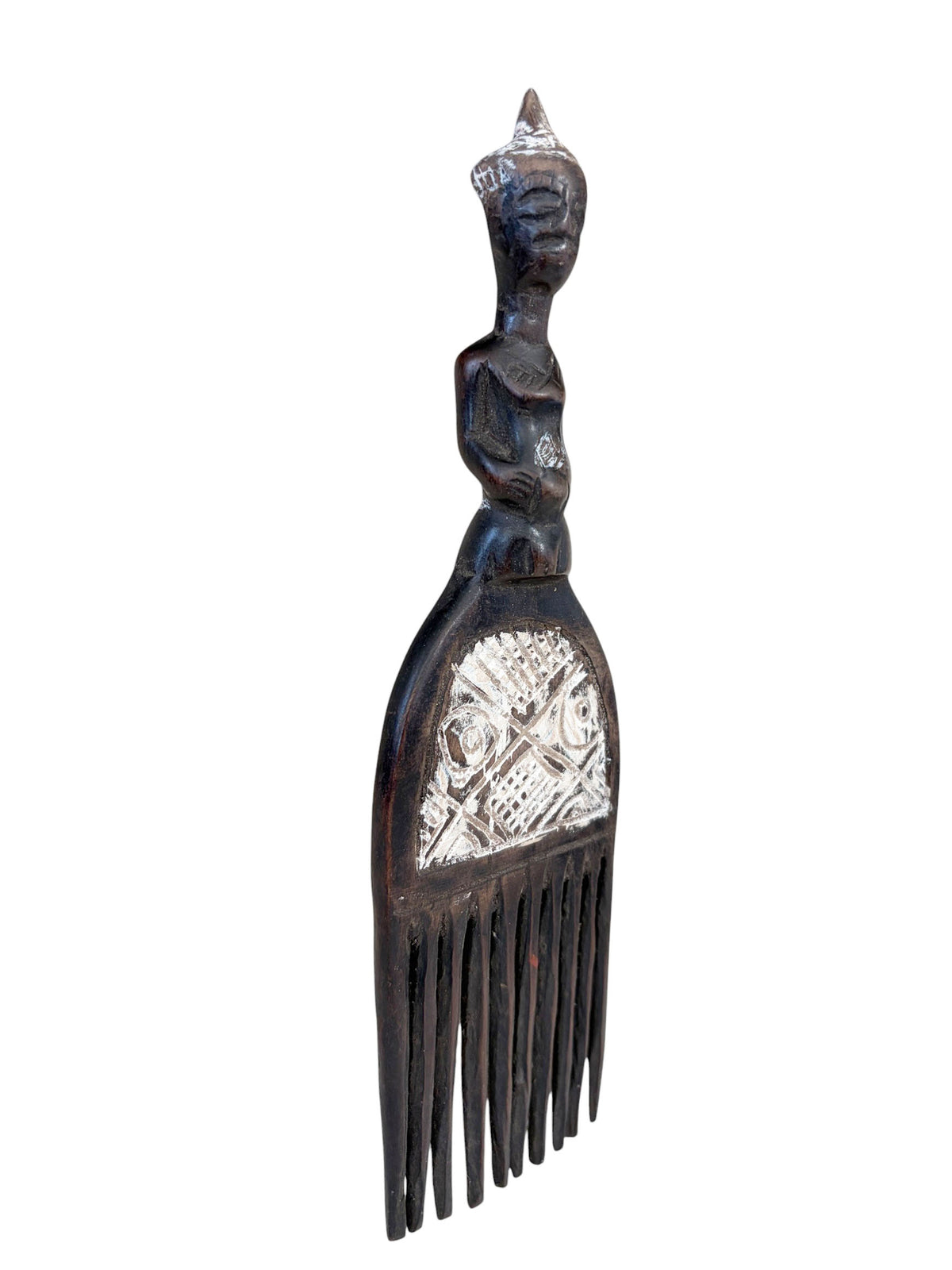 #1251 Vintage Hemba Wedding Comb w/ Seating Figure Congo 9.5" H