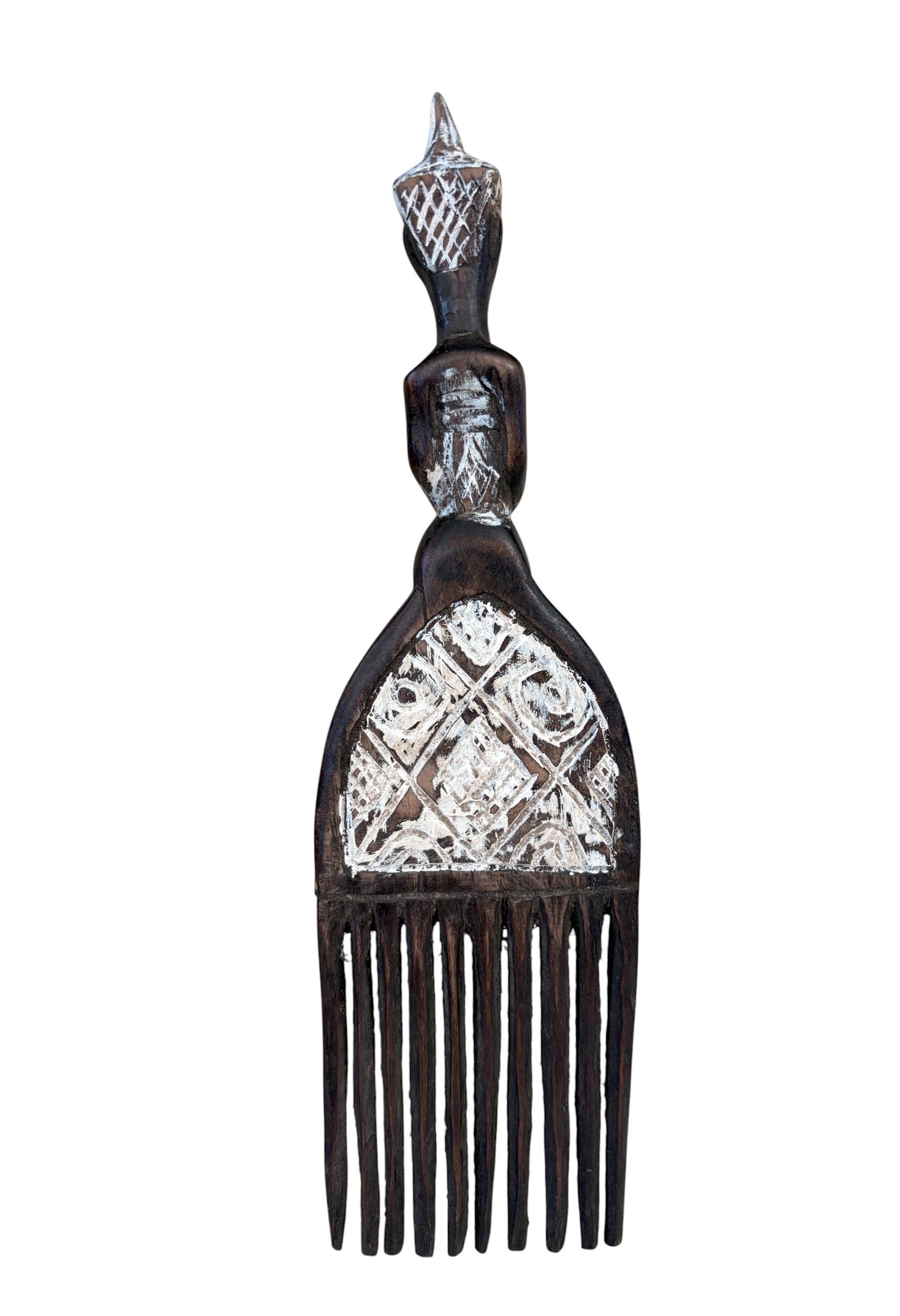 #1251 Vintage Hemba Wedding Comb w/ Seating Figure Congo 9.5" H