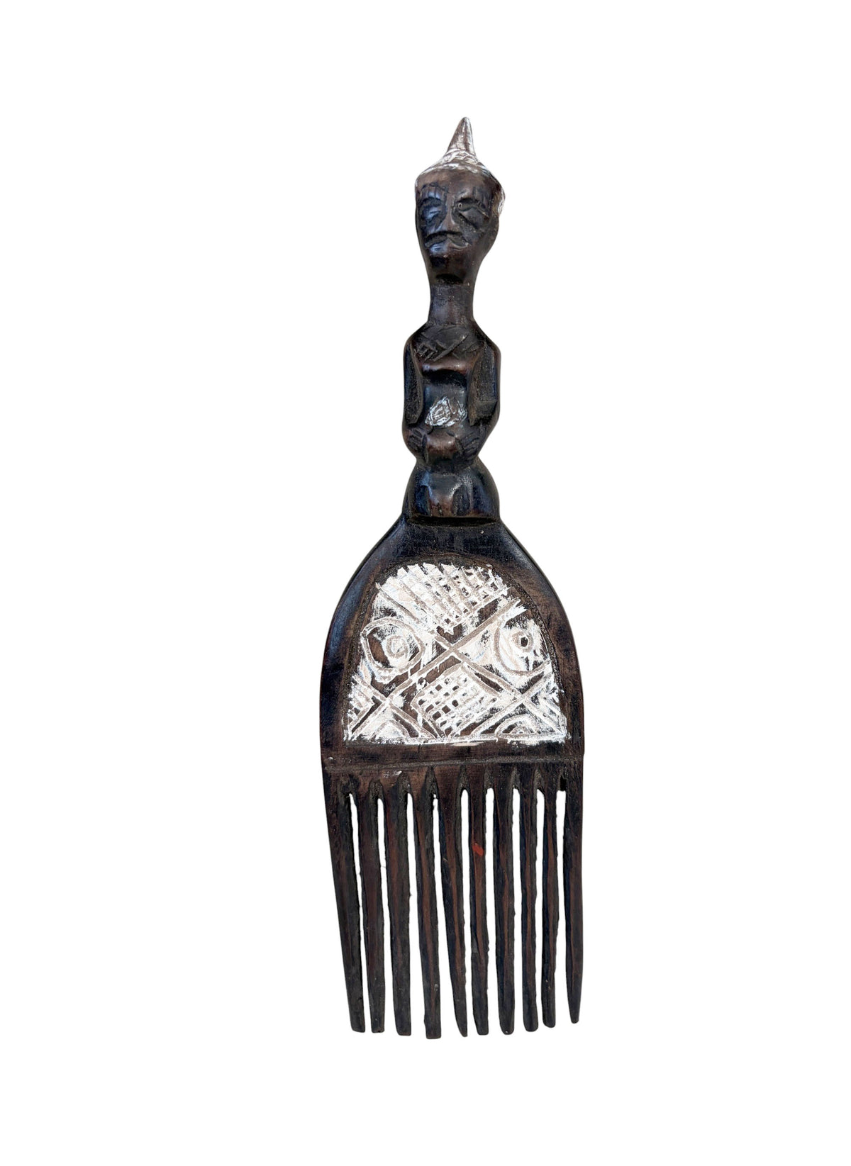 #1251 Vintage Hemba Wedding Comb w/ Seating Figure Congo 9.5" H