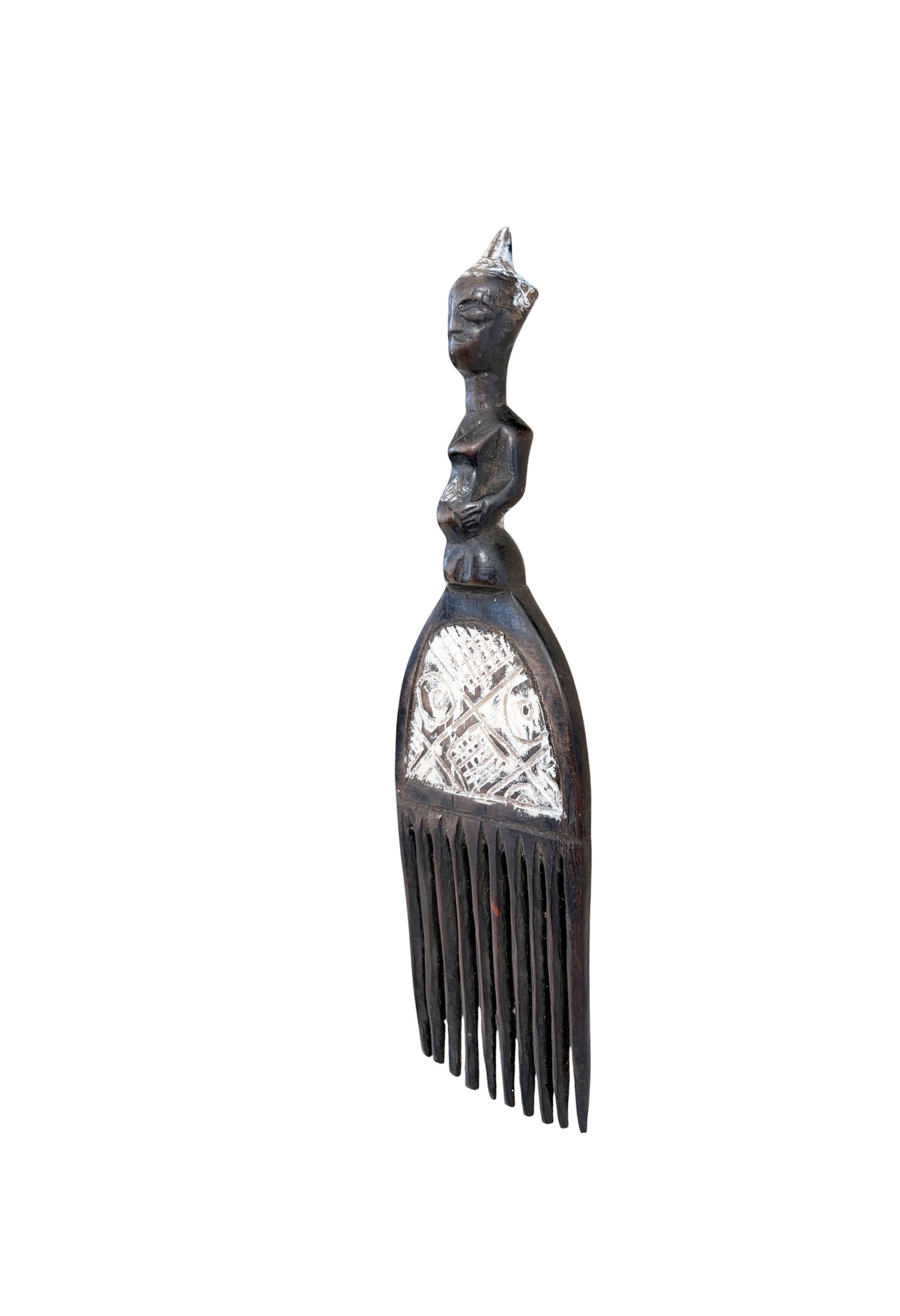 #1251 Vintage Hemba Wedding Comb w/ Seating Figure Congo 9.5" H
