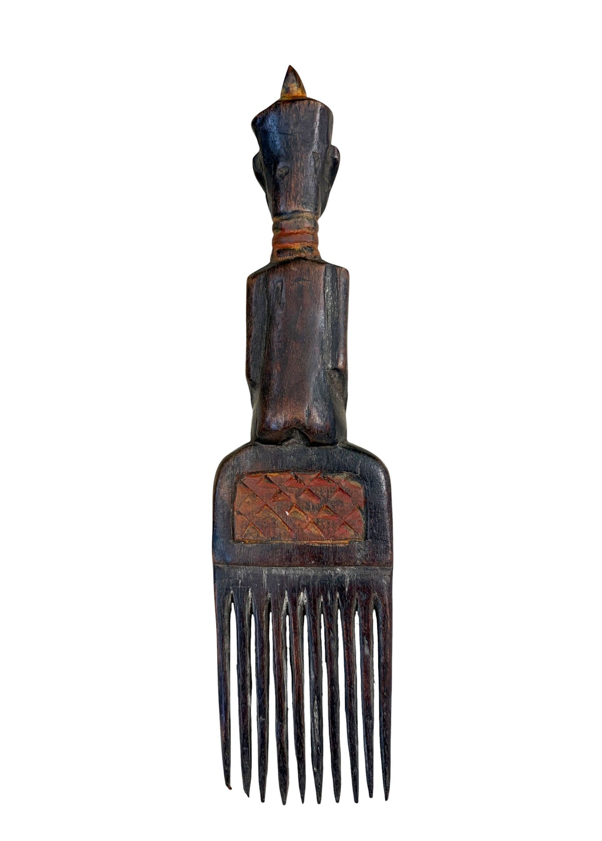 #1252 Vintage Hemba Wedding Comb w/ Seating Figure Congo 10" H