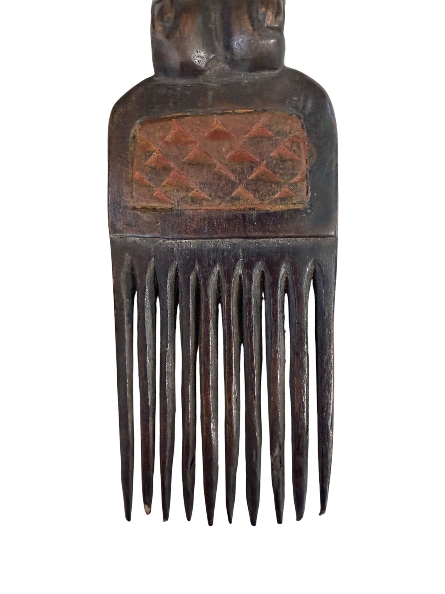 #1252 Vintage Hemba Wedding Comb w/ Seating Figure Congo 10" H