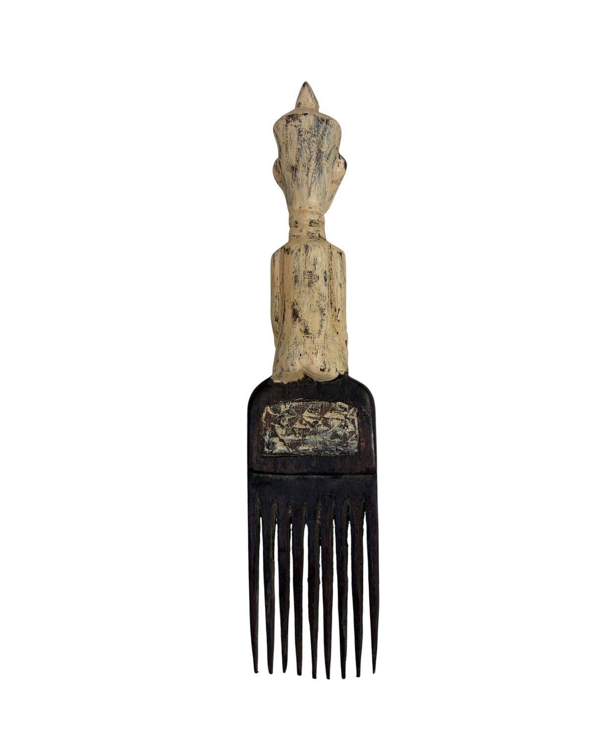 #1253 Vintage Hemba Wedding Comb w/ Seating Figure Congo 10" H
