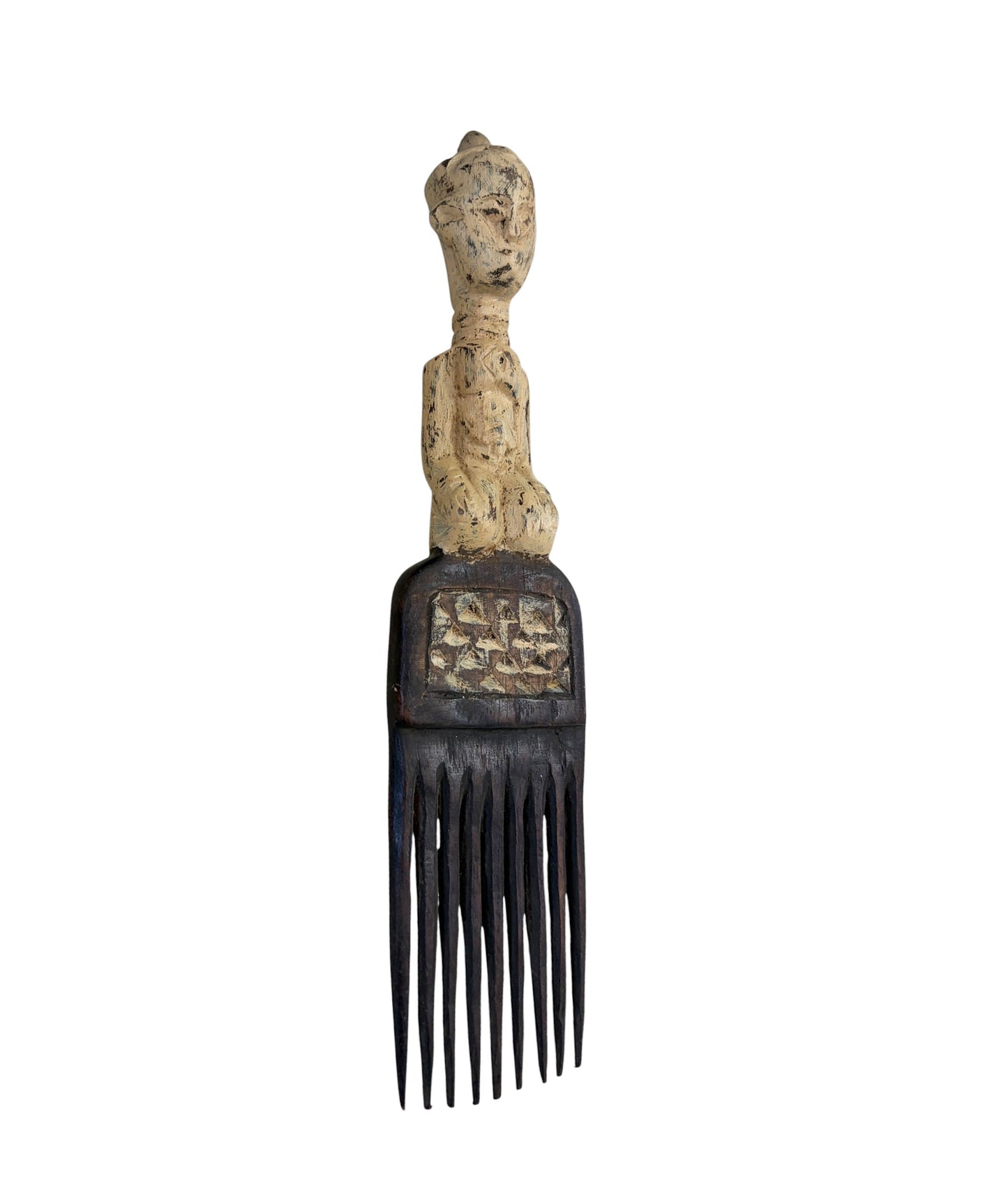 #1253 Vintage Hemba Wedding Comb w/ Seating Figure Congo 10" H