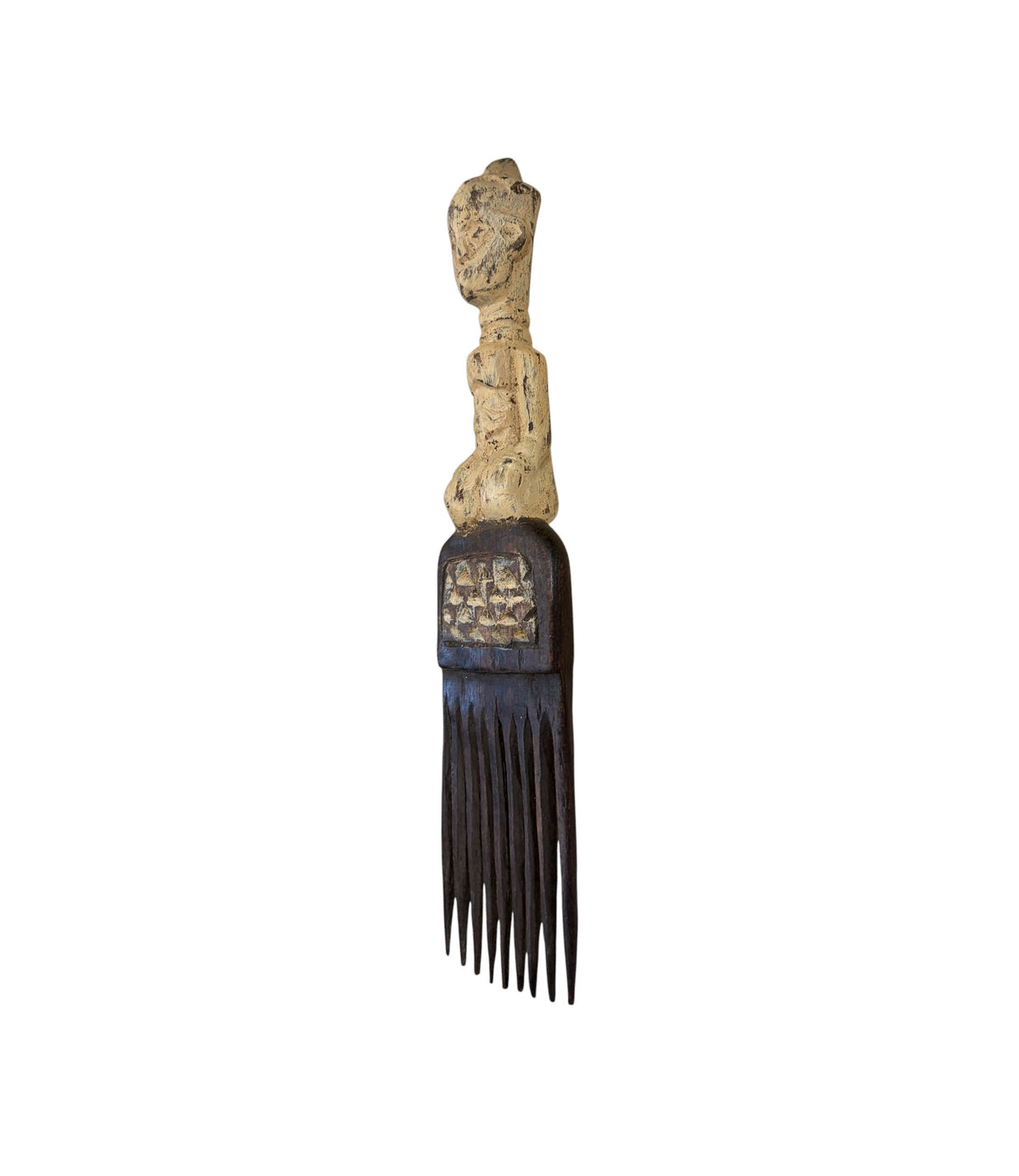 #1253 Vintage Hemba Wedding Comb w/ Seating Figure Congo 10" H