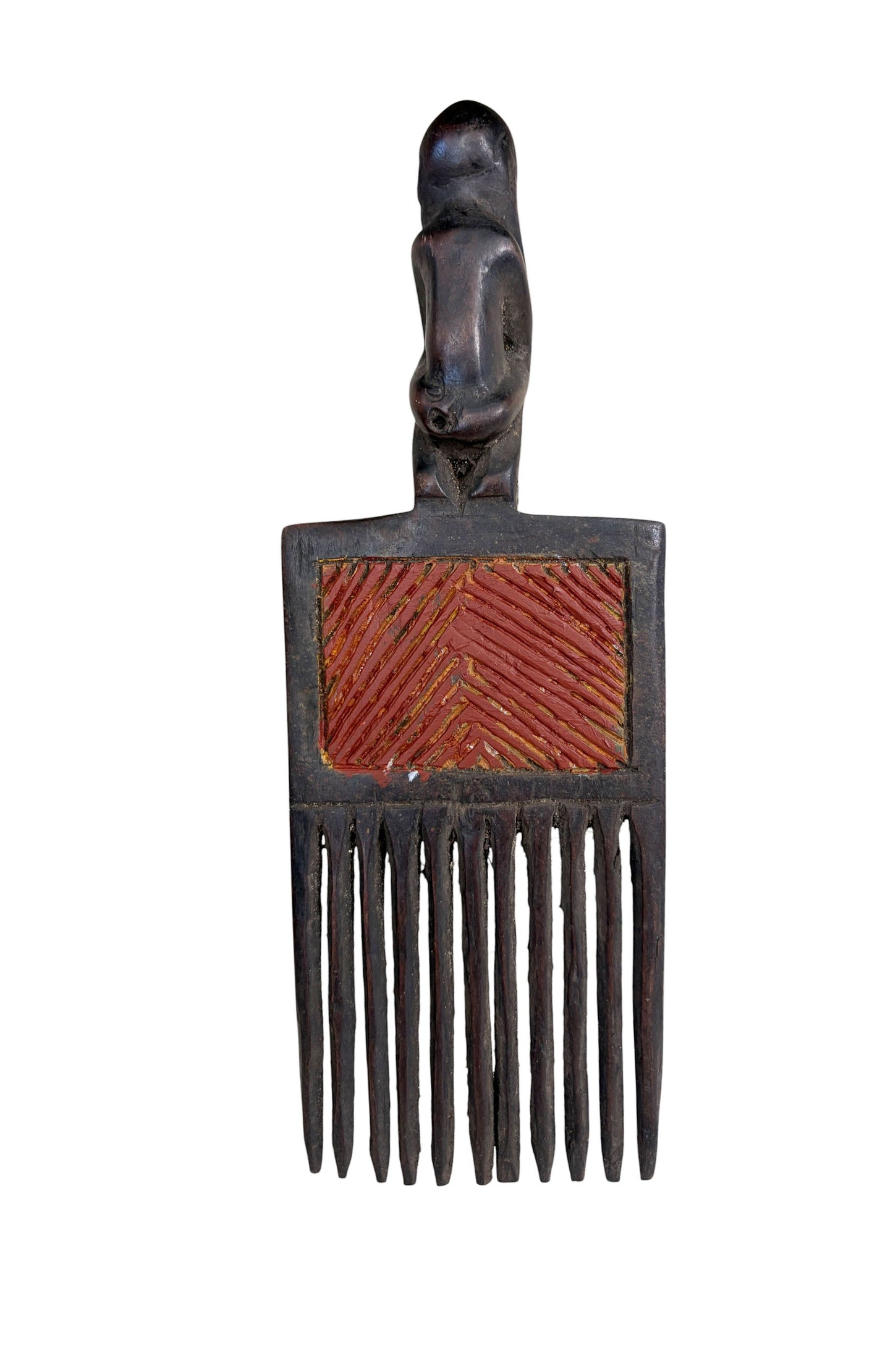 #1254 Vintage Hemba Wedding Comb w/ Seating Figure Congo 9.25" H