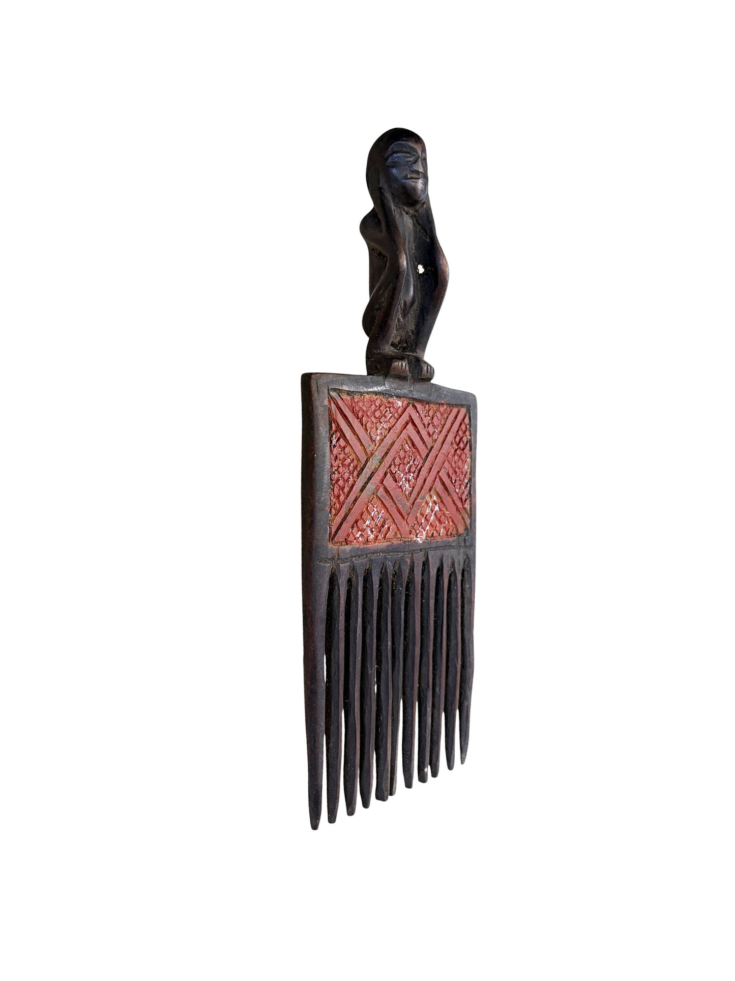 #1254 Vintage Hemba Wedding Comb w/ Seating Figure Congo 9.25" H