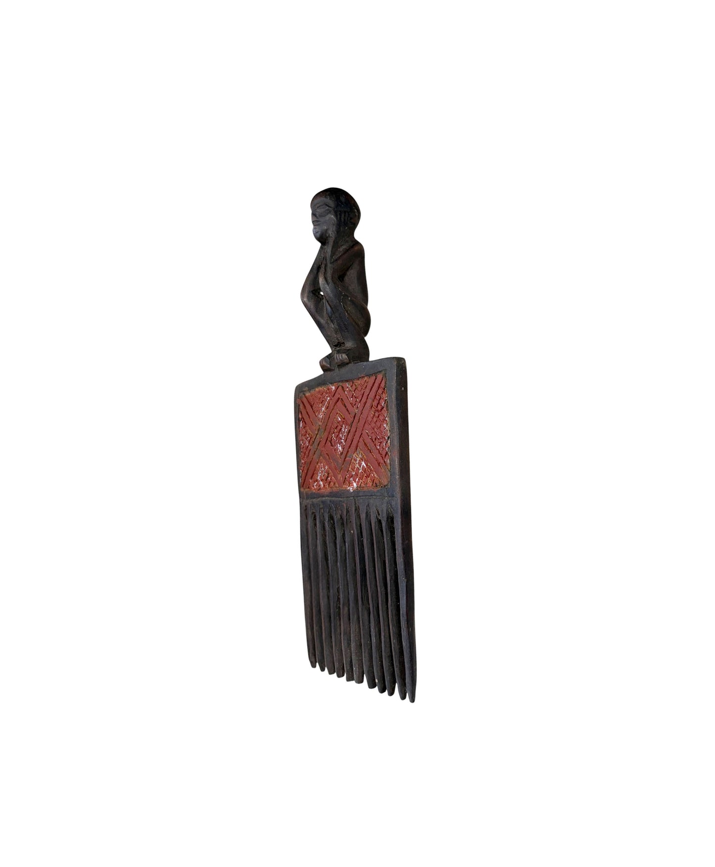 #1254 Vintage Hemba Wedding Comb w/ Seating Figure Congo 9.25" H