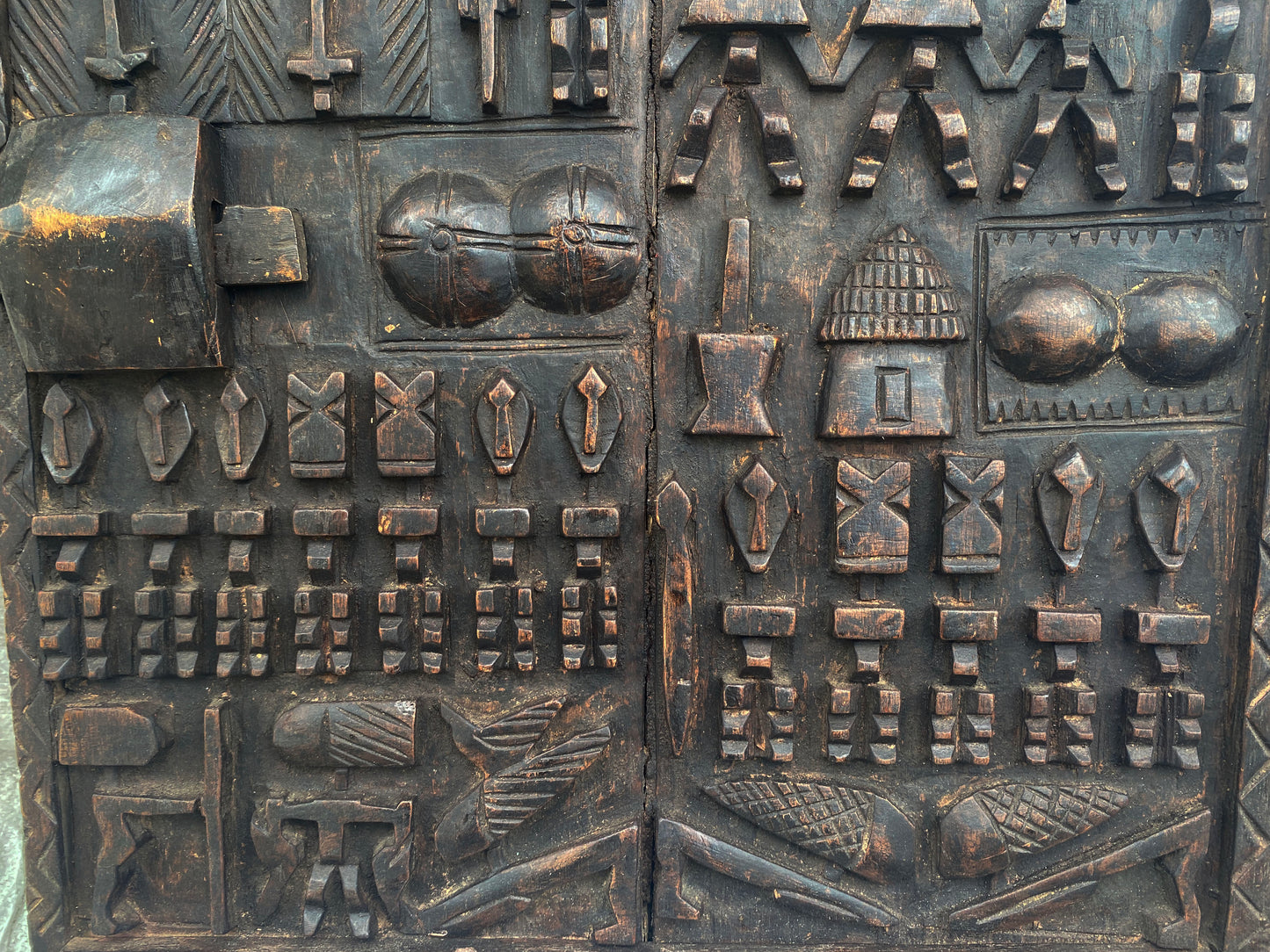#6831 Vintage Granary Dogon Door w/Nomoo Ancestors  Mali African 25" H
