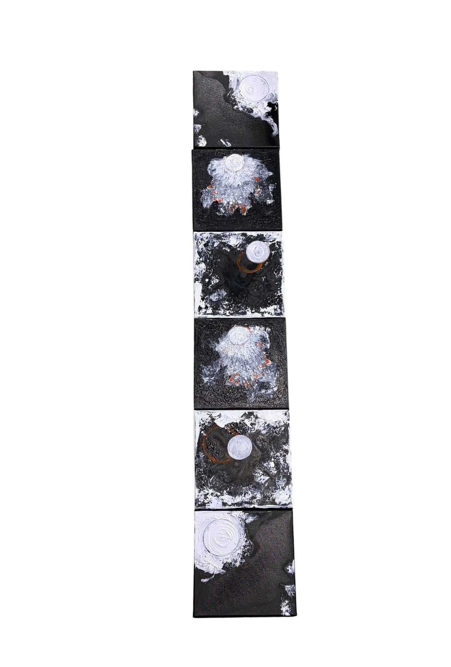 #111  SeT of Four Black & White Acrylic  and Ink Paintings  On canvas titled La Luna