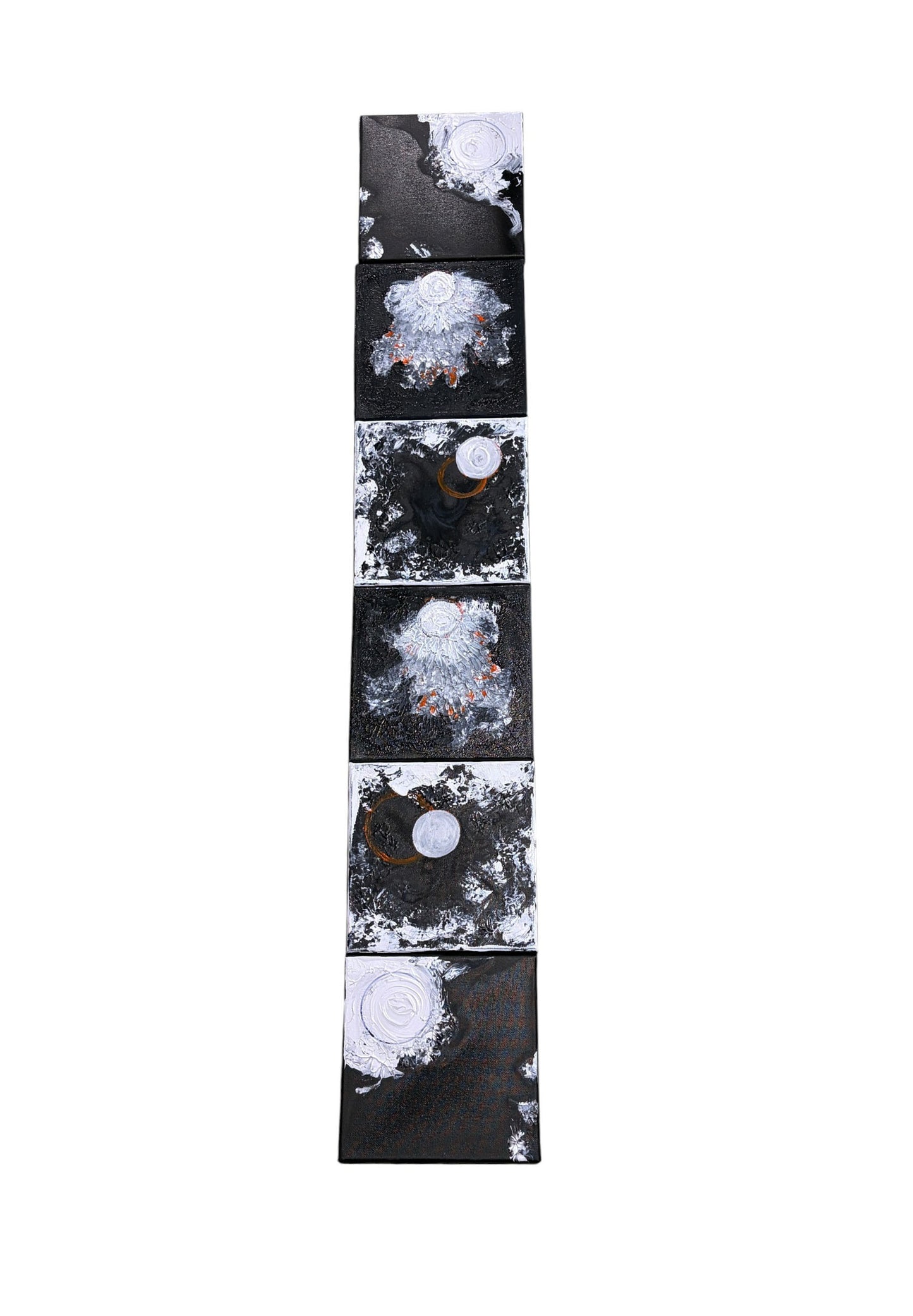 #111  SeT of Four Black & White Acrylic  and Ink Paintings  On canvas titled La Luna