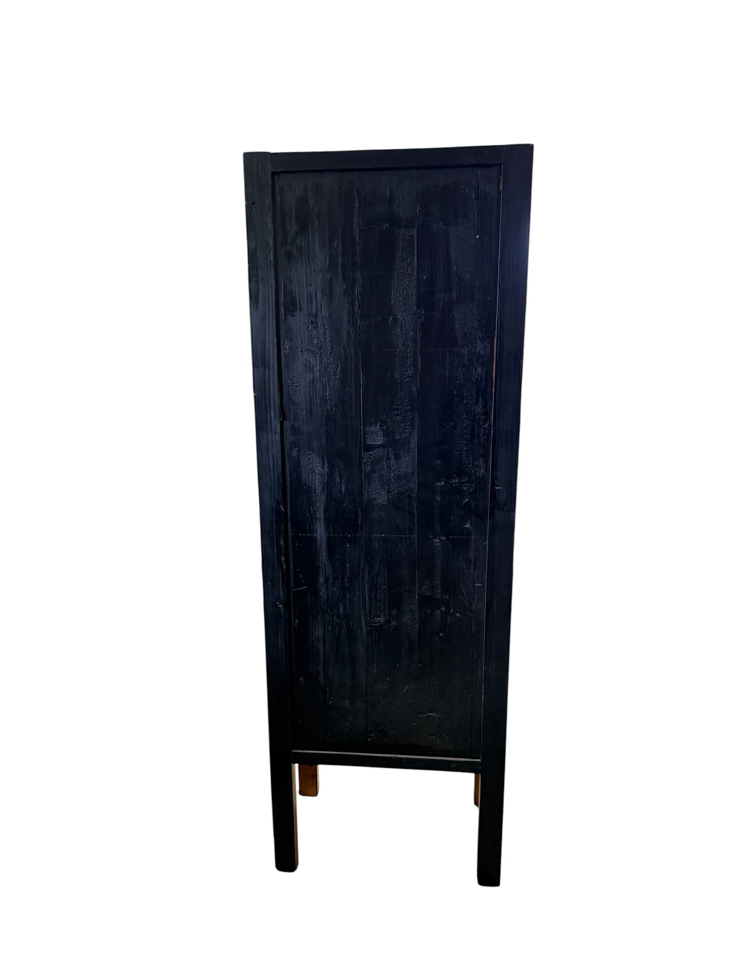 #216 Vintage Chinoiserie Cantonese High Elm Wood  Armoire 69" H