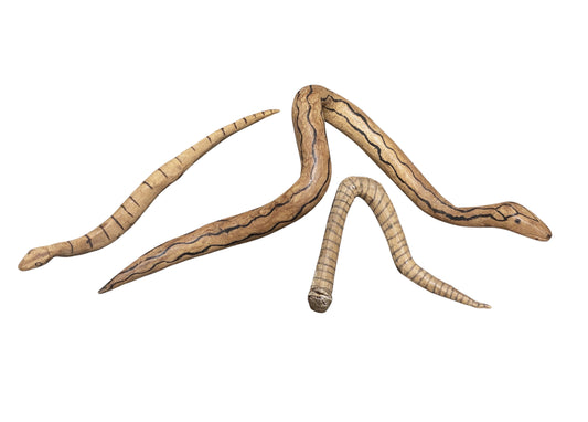 #1257 Vintage Tribal Naturalistic Carved Set of Three Snakes Papua New Guinea