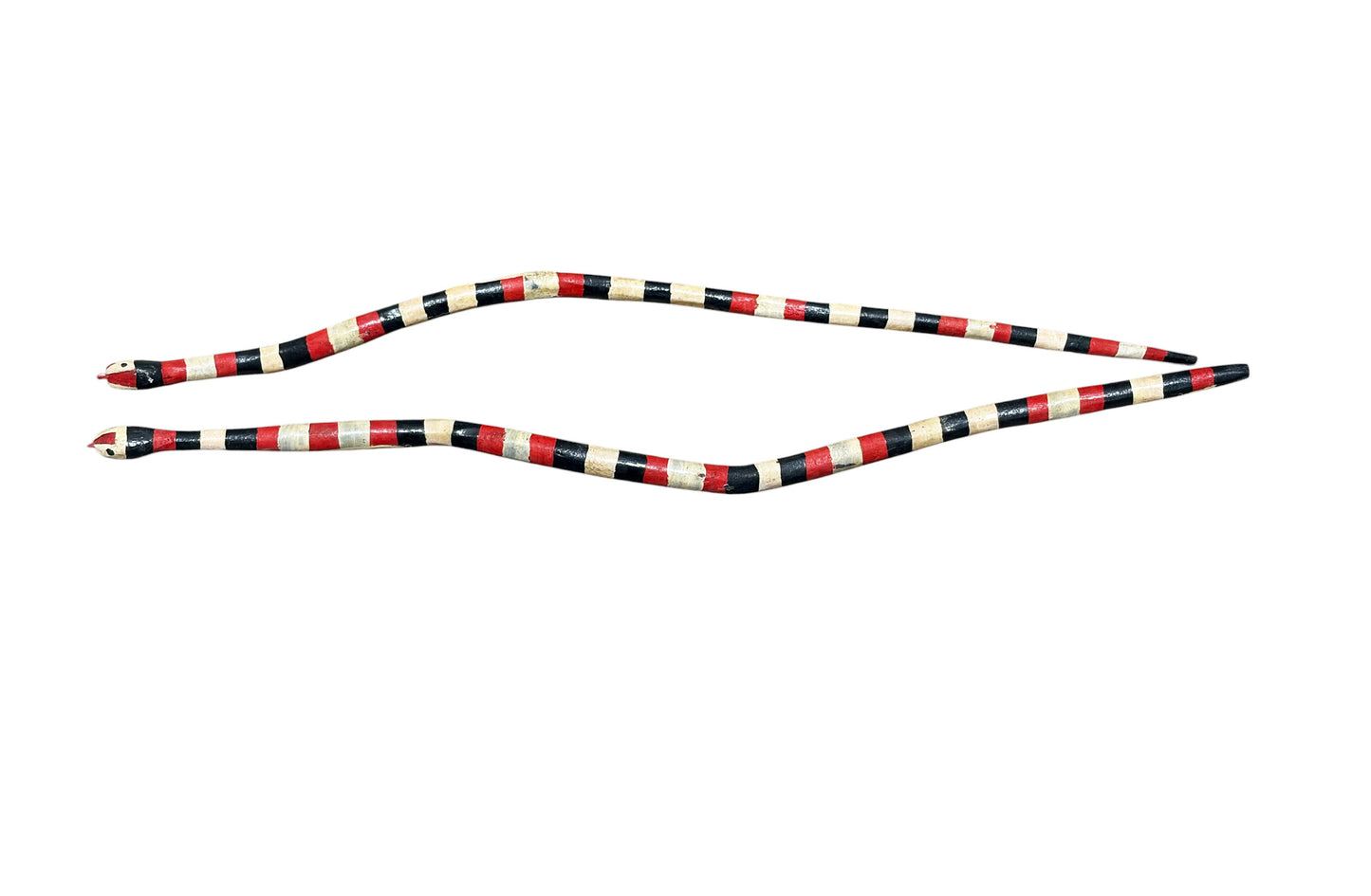 #1258 Vintage Tribal Naturalistic Carved Set of Two Snakes 27" W
